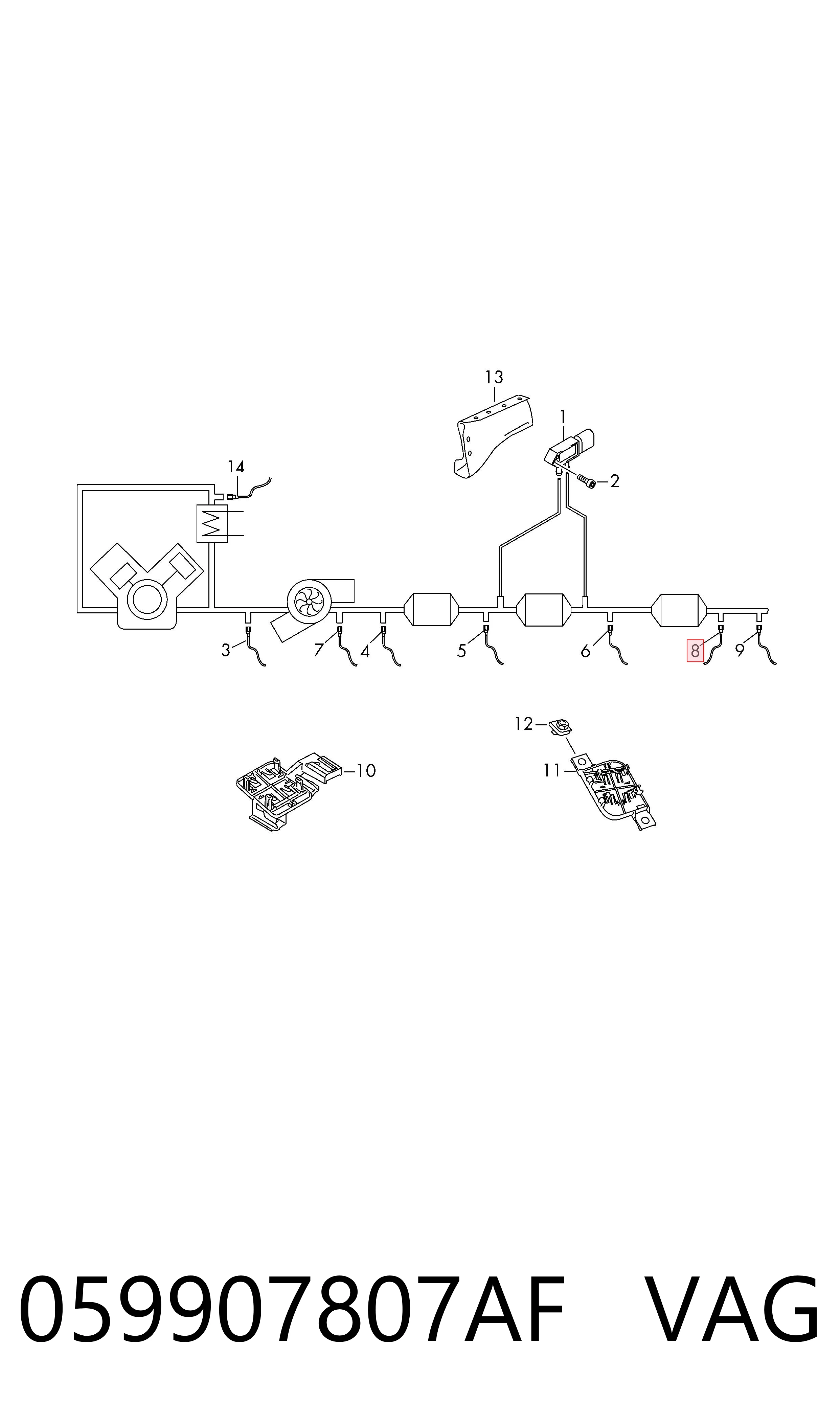 059907807AF VAG Sensor de óxidos de nitrógeno NOx trasero