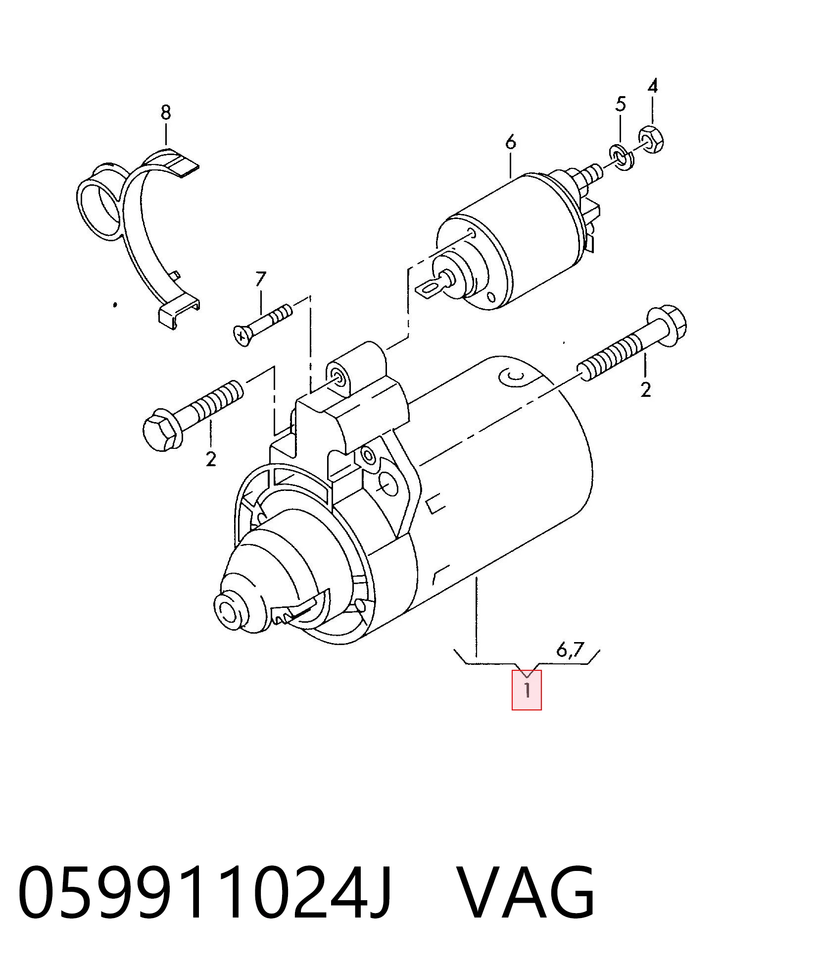 Motor de arranque para Volkswagen Touareg 7LA, 7L6, 7L7