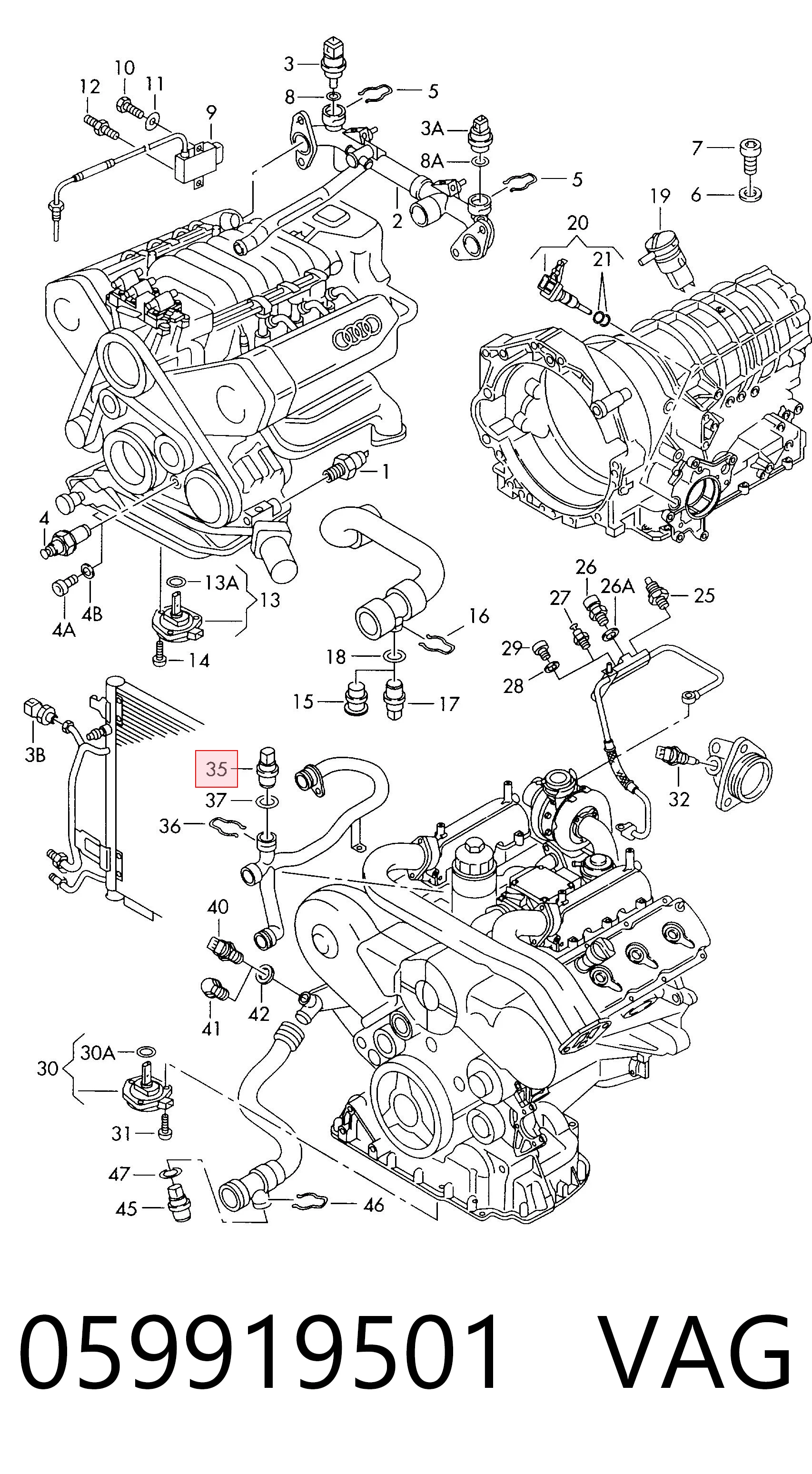 059919501 VAG Sensor temperatura refrigerante