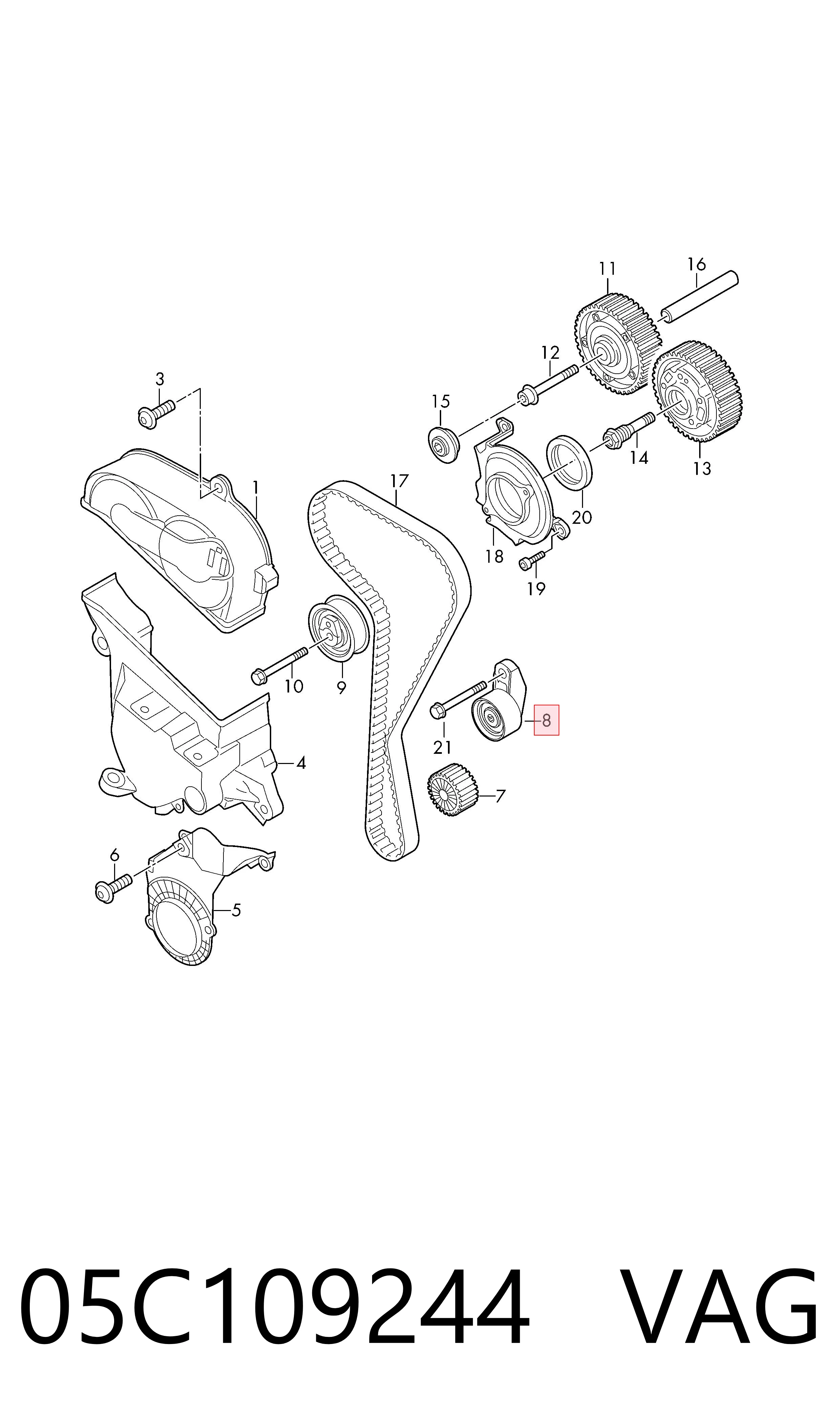 Polea tensora intermedio de correa dentada Volkswagen T-CROSS  (2018-2026)