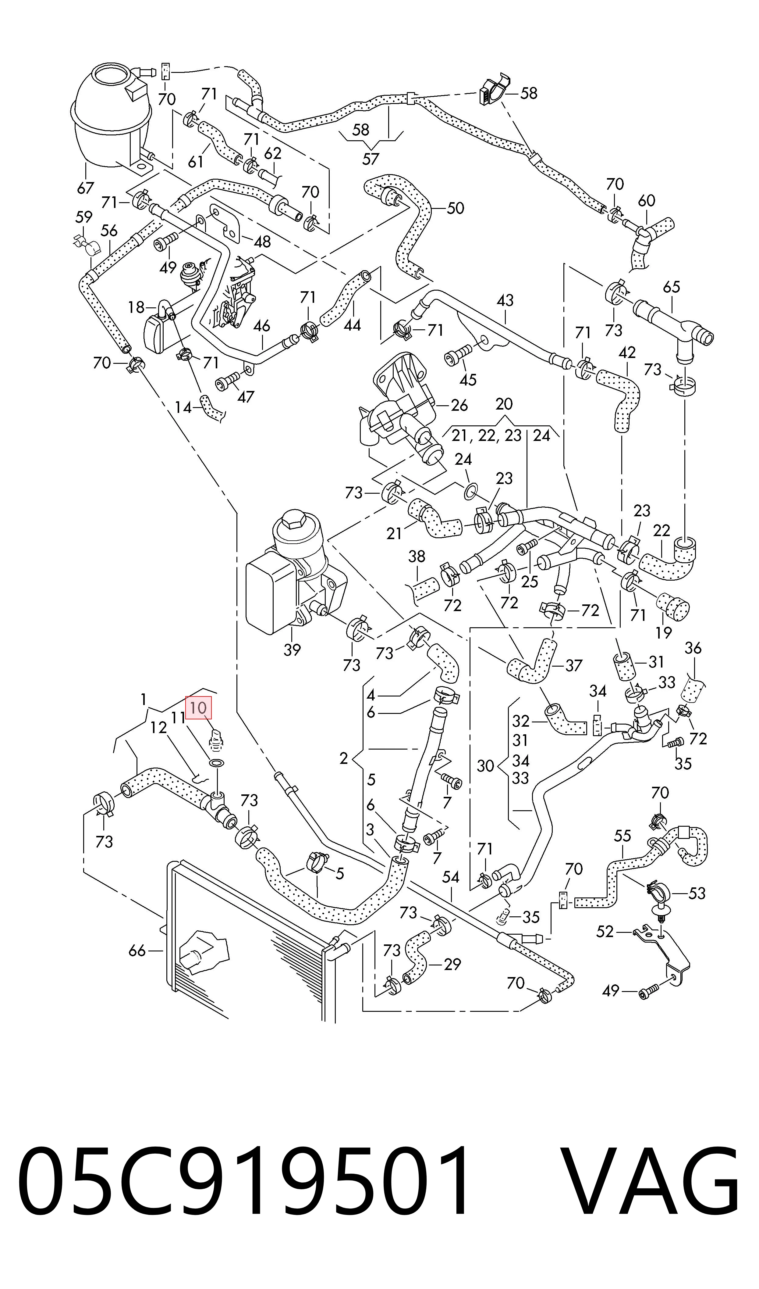 05C919501 VAG Sensor temperatura refrigerante
