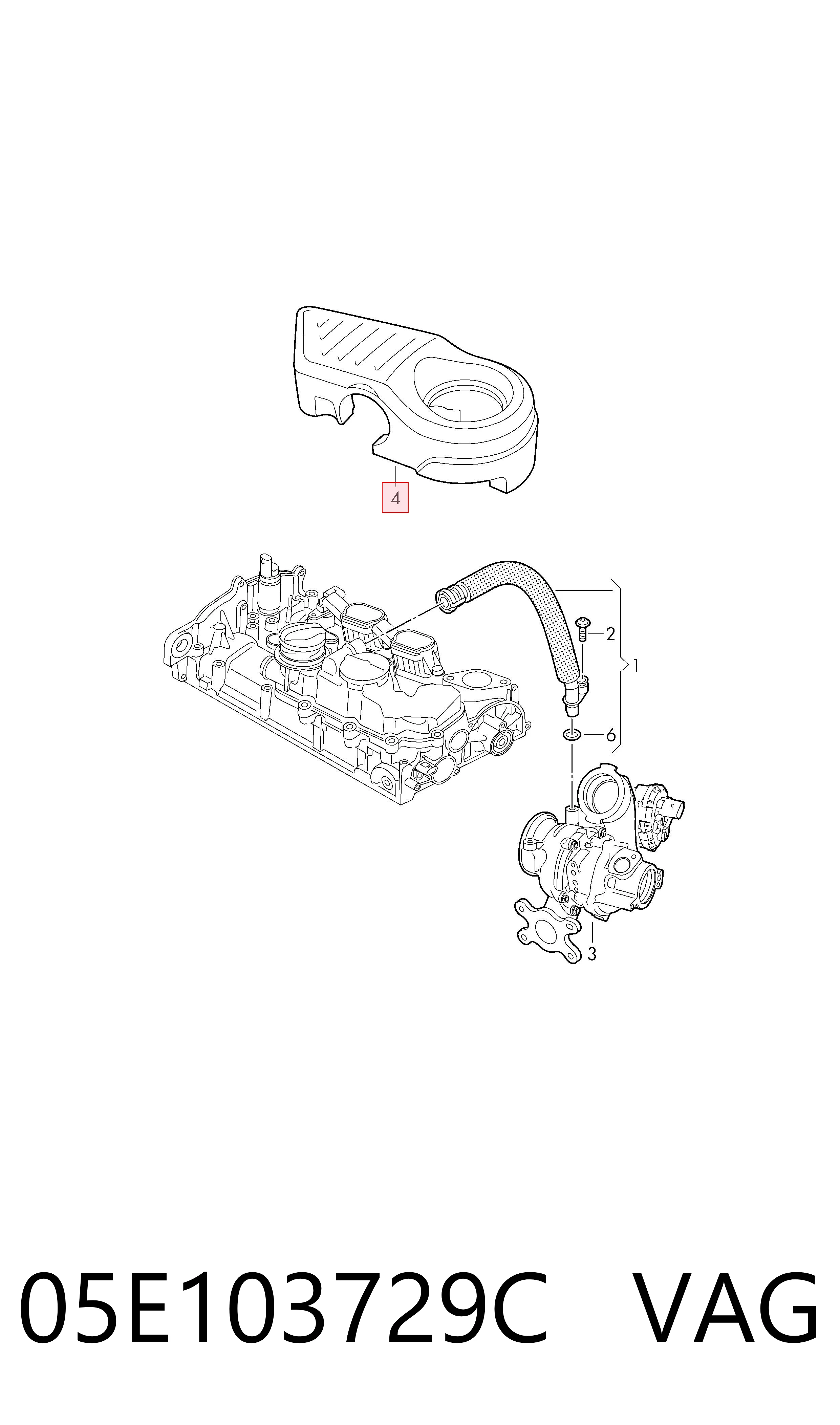 05E103729C VAG Tapa del motor decorativa