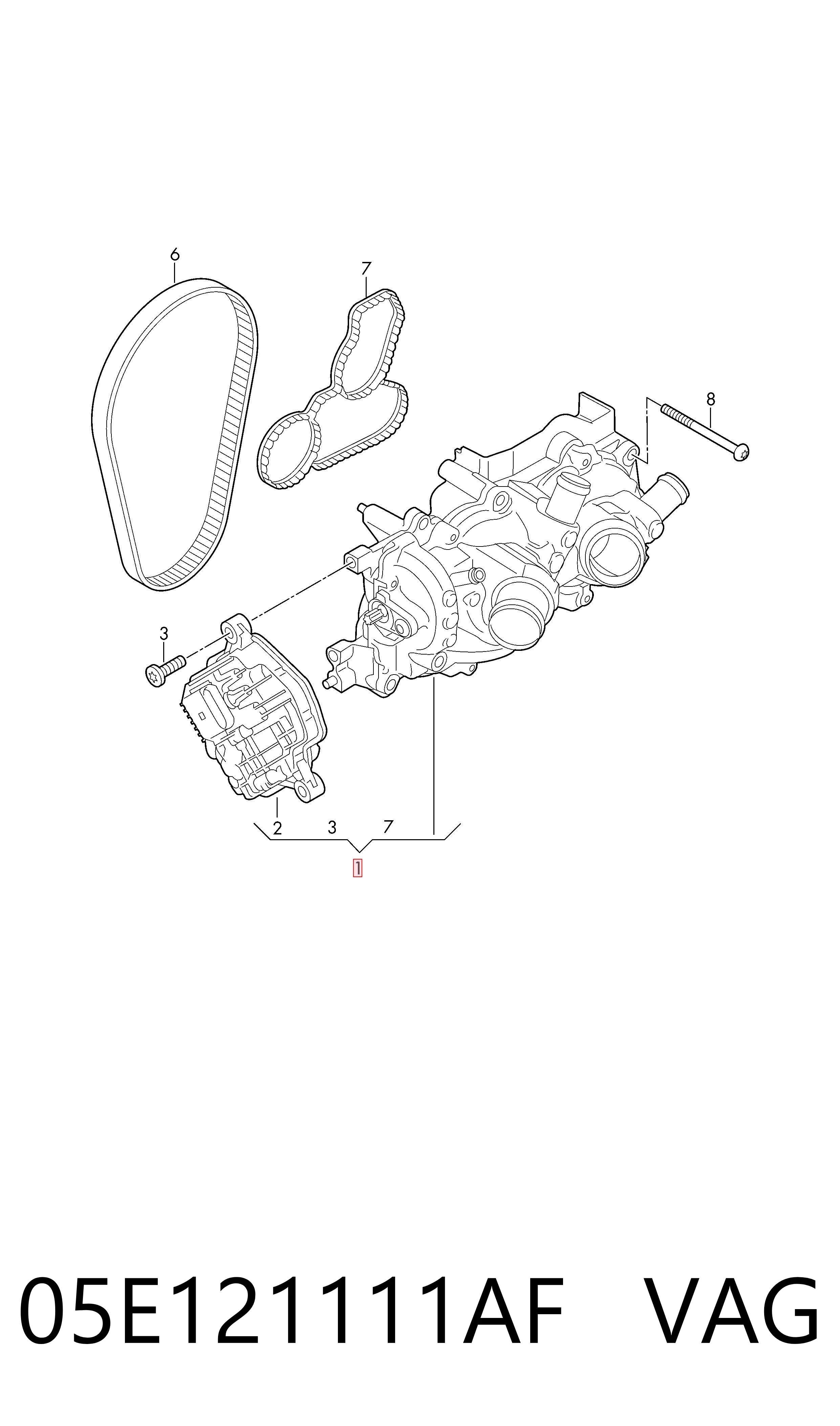 05E121111AF VAG Bomba refrigerante coche