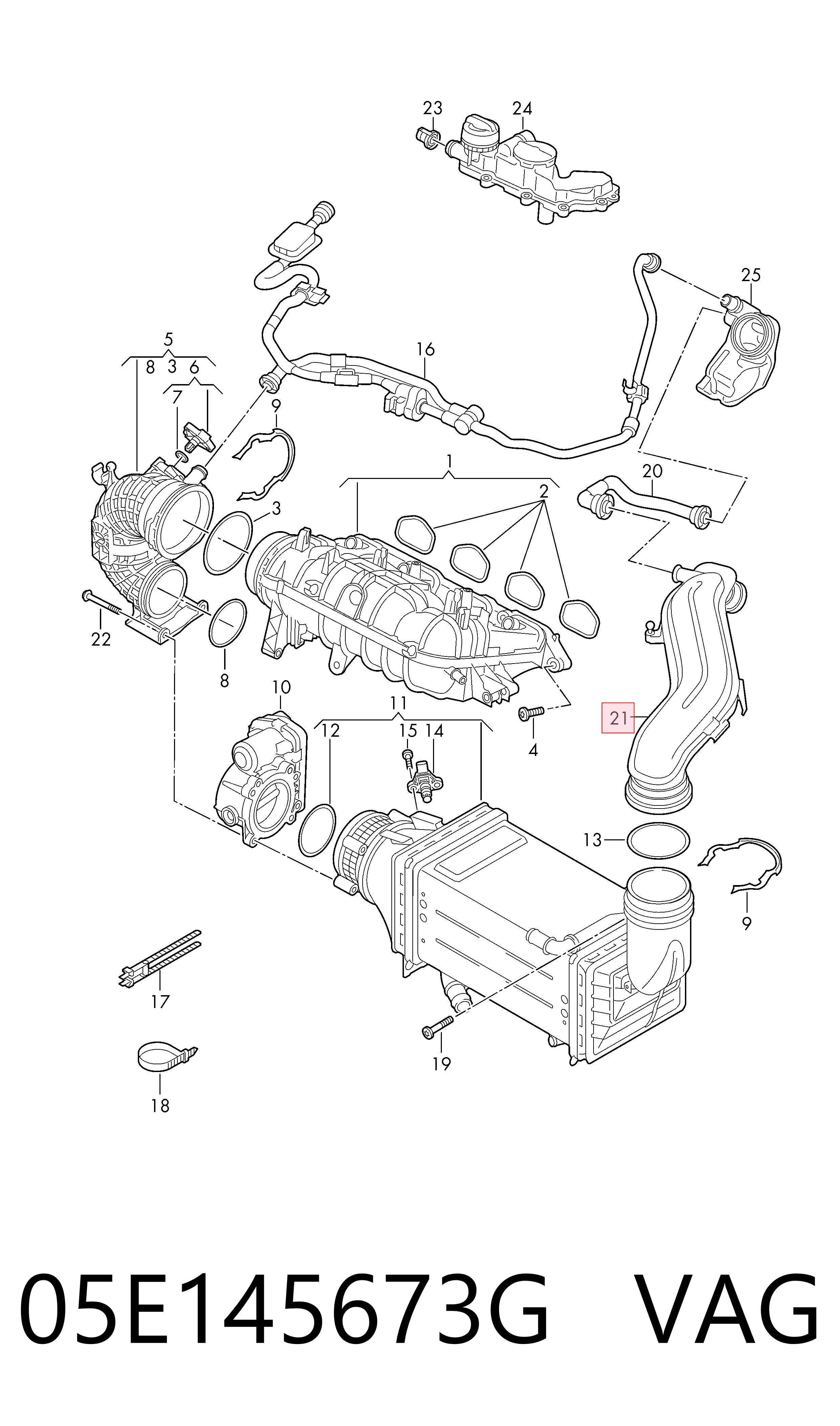 05E145673G VAG Sensor de presión de sobrealimentación