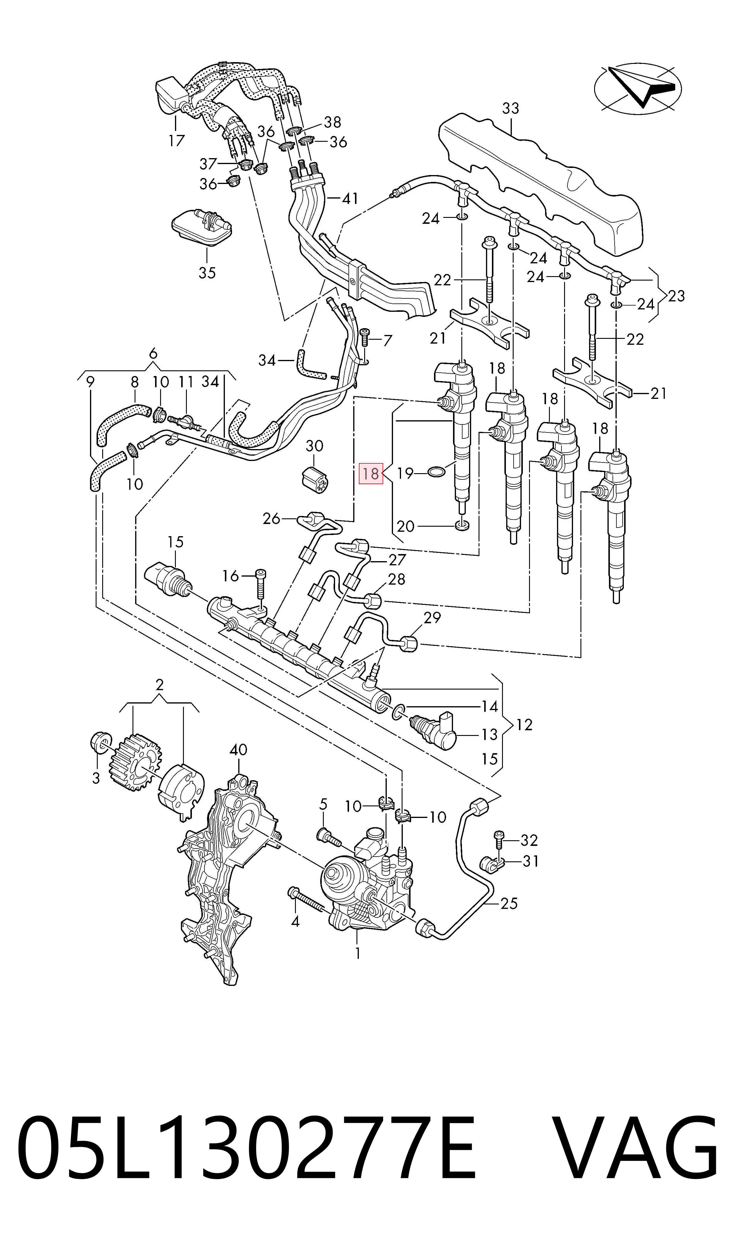 05L130277E VAG Inyector de combustible