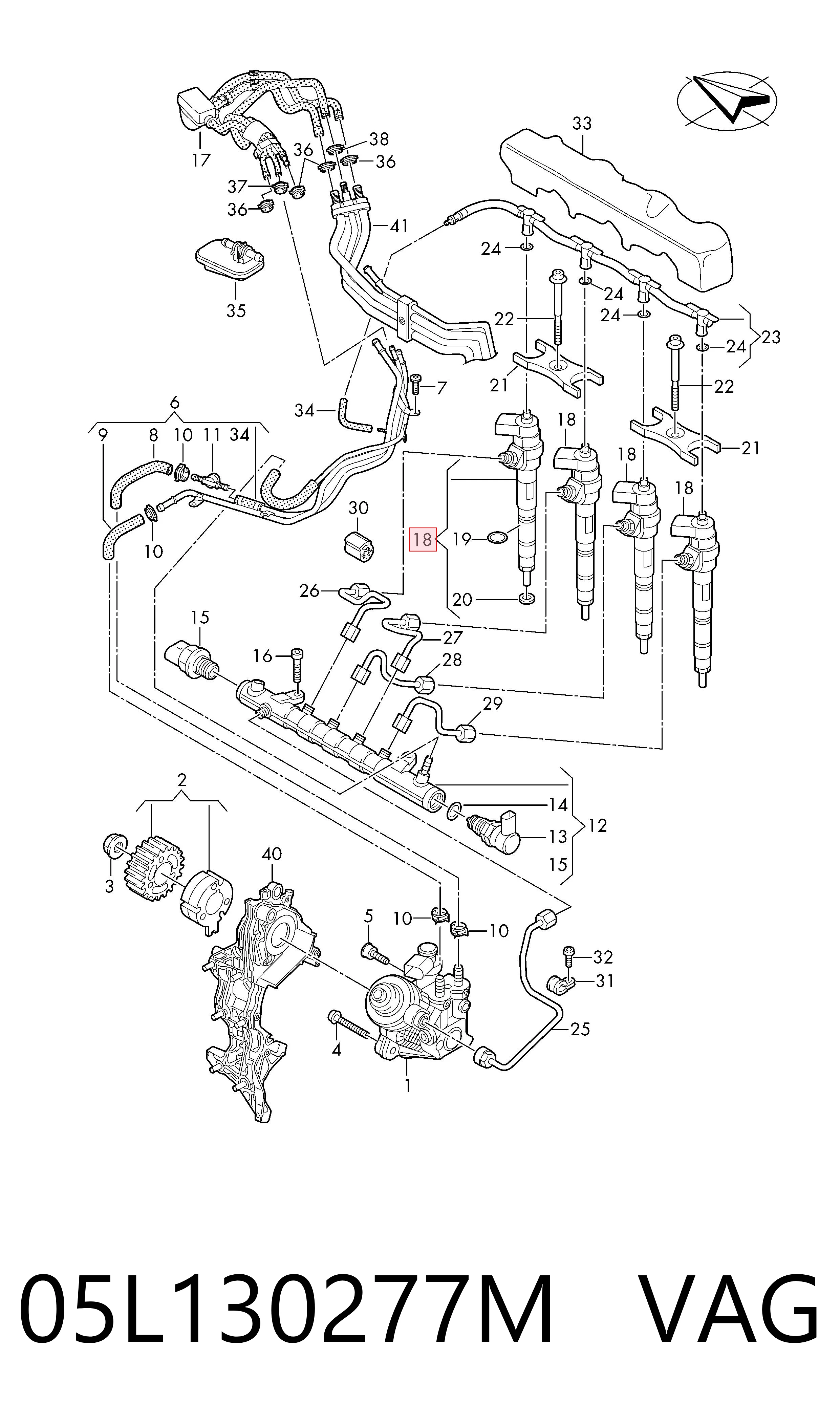 05L130277M VAG Inyector de combustible