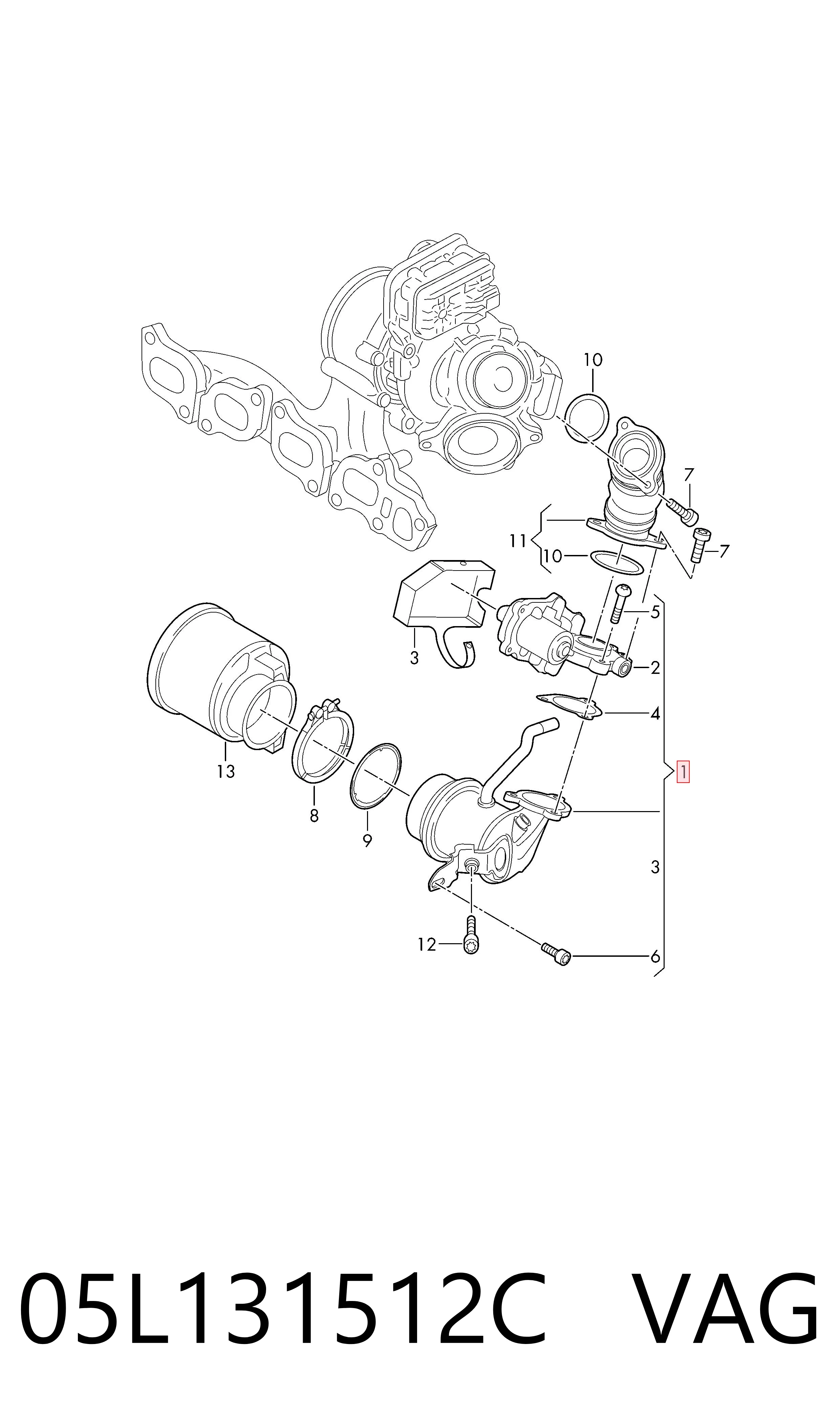 05L131512C VAG Enfriador de recirculación de gases de escape EGR