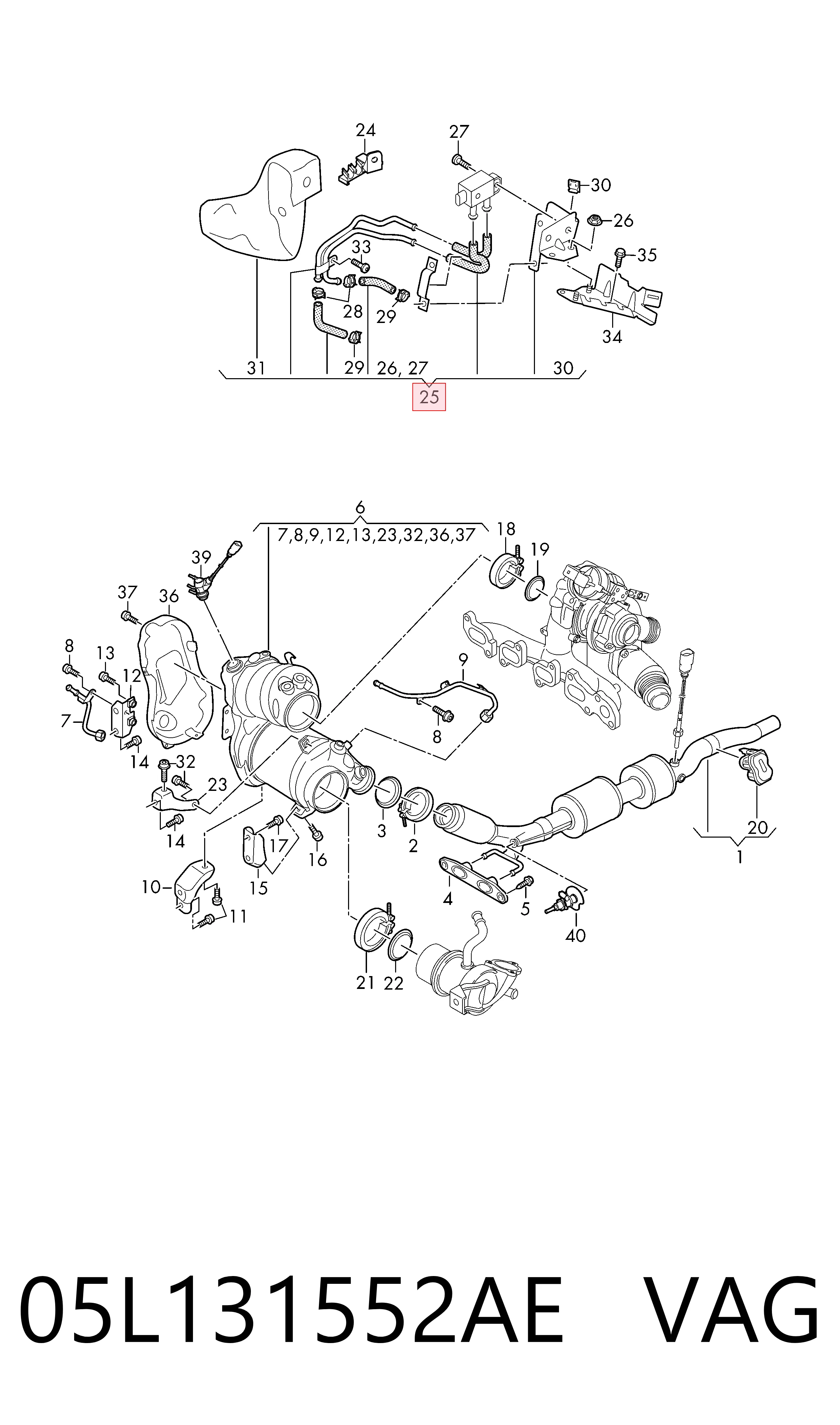 05L131552AE VAG Sensor de presion de escape
