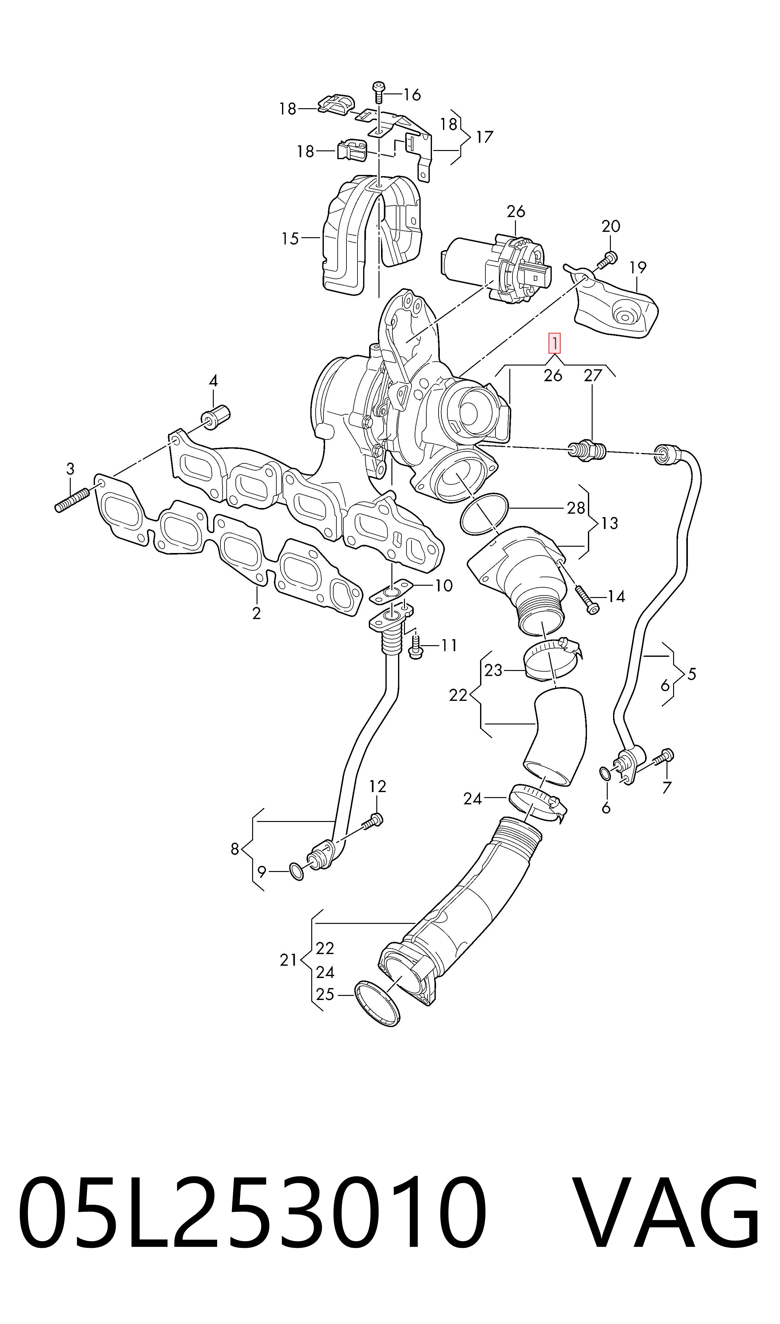 05L253010 VAG Turbo para motor