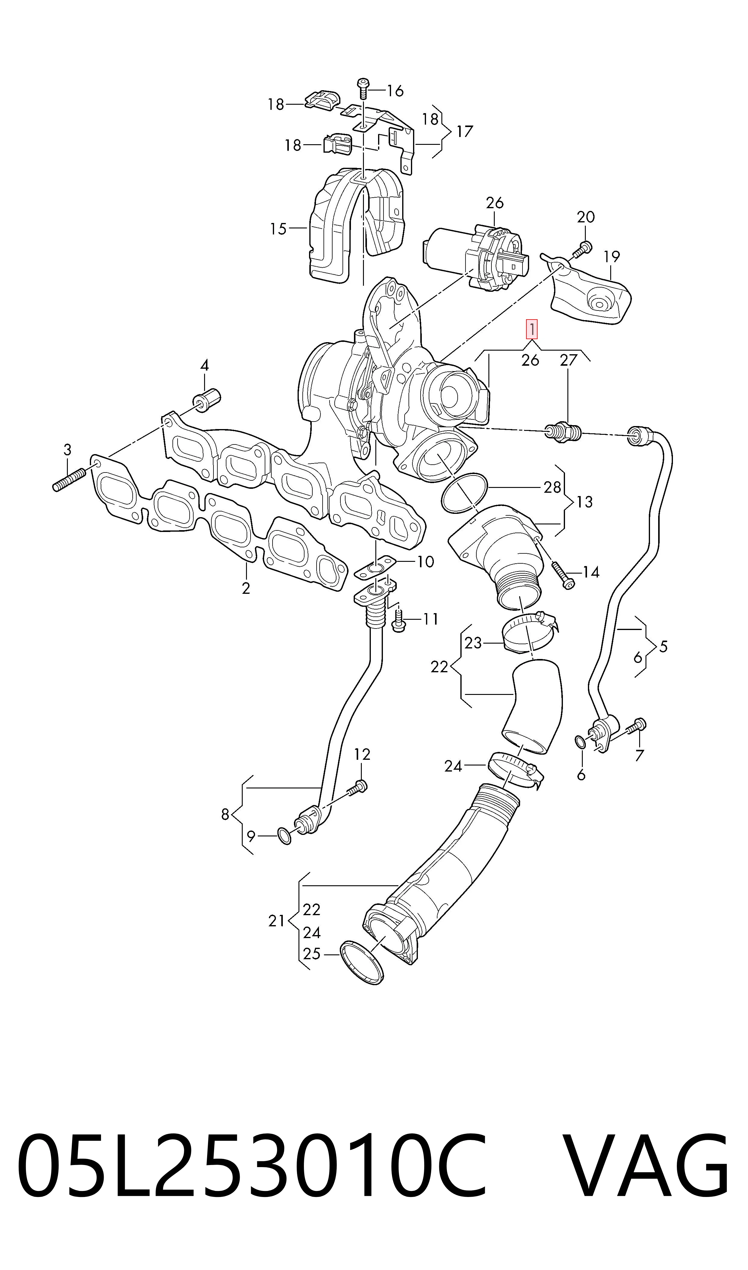 05L253010C VAG Turbo para motor