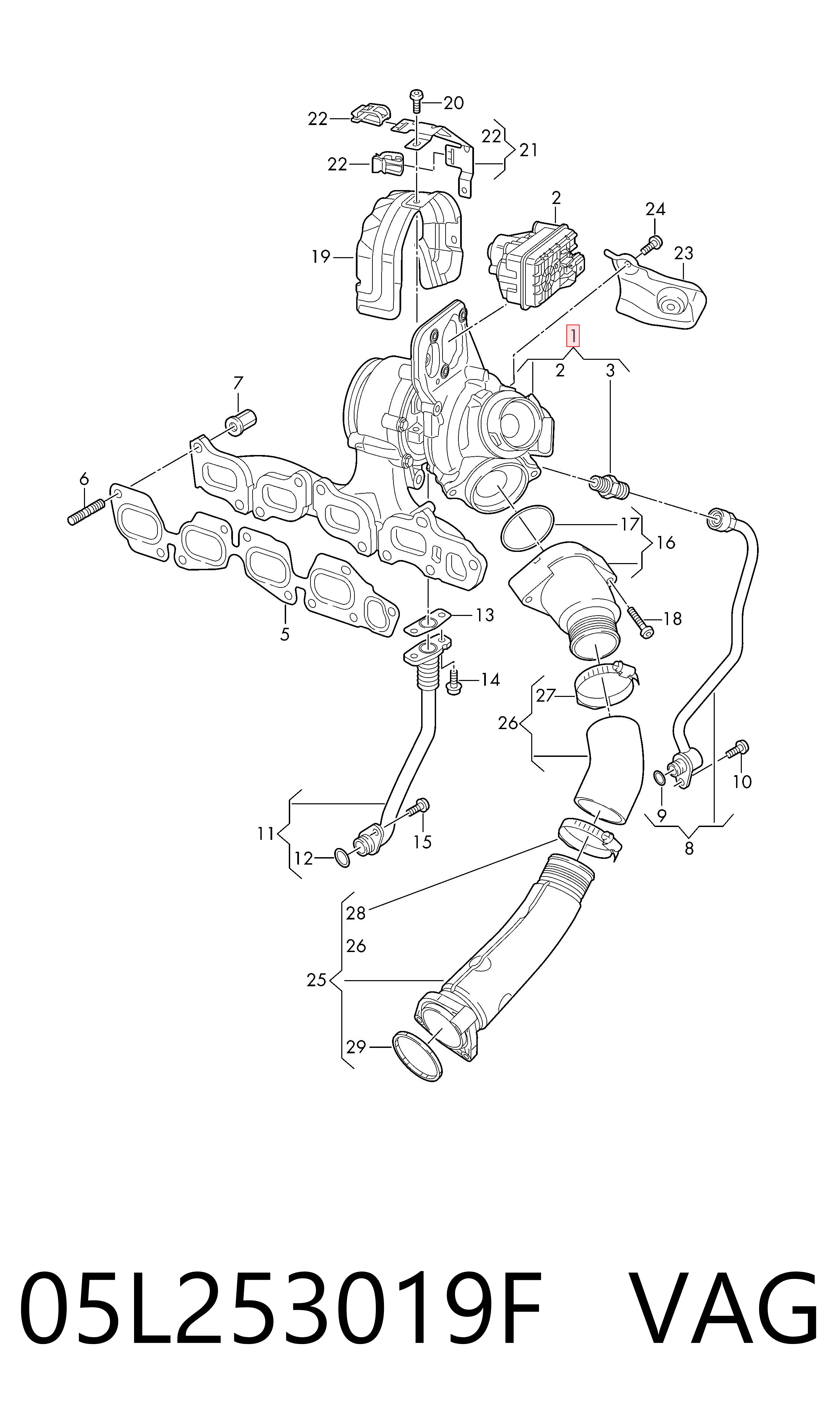 05L253019F VAG Turbo para motor