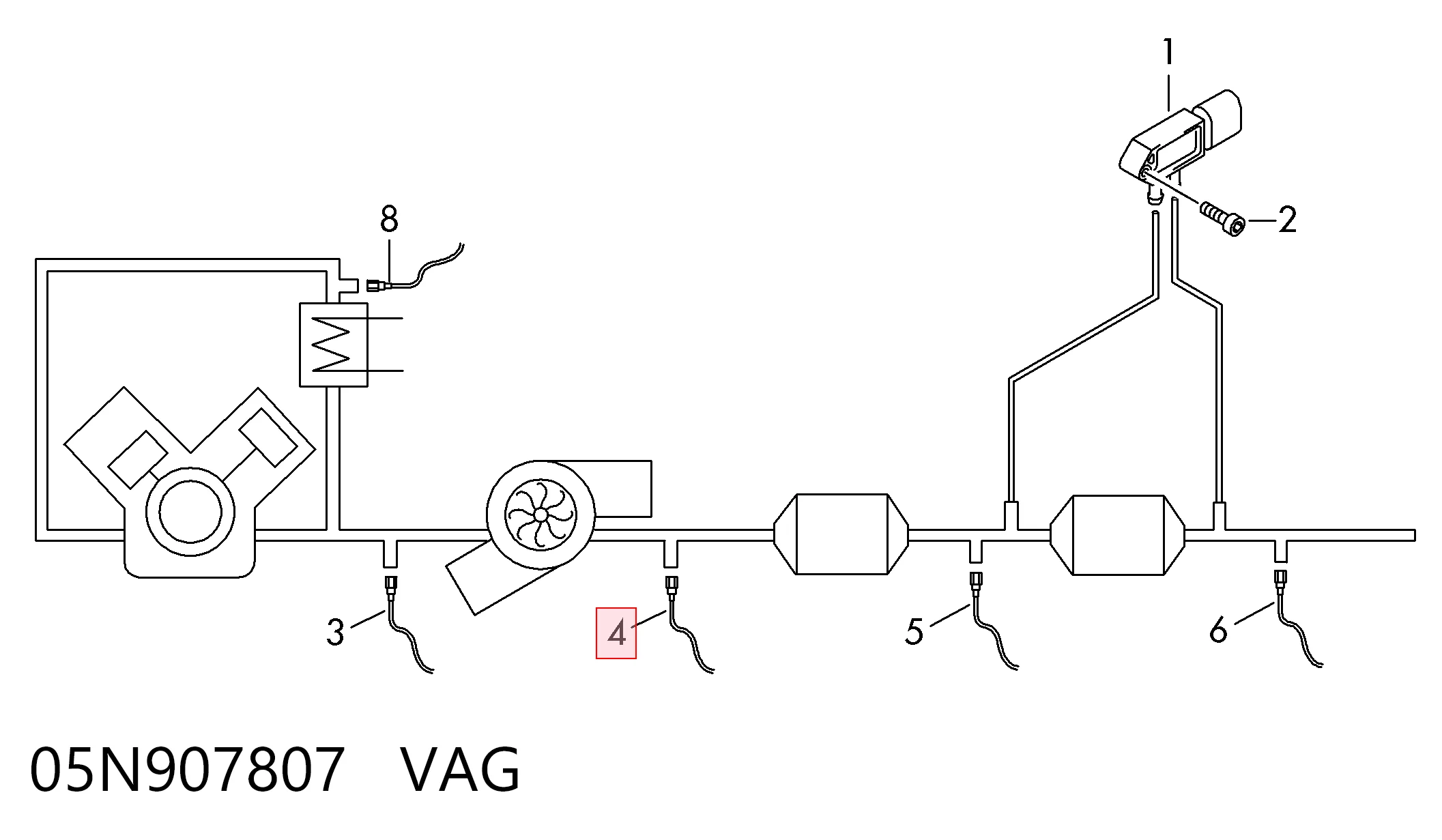 05N907807 VAG Sensor de óxidos de nitrógeno NOx