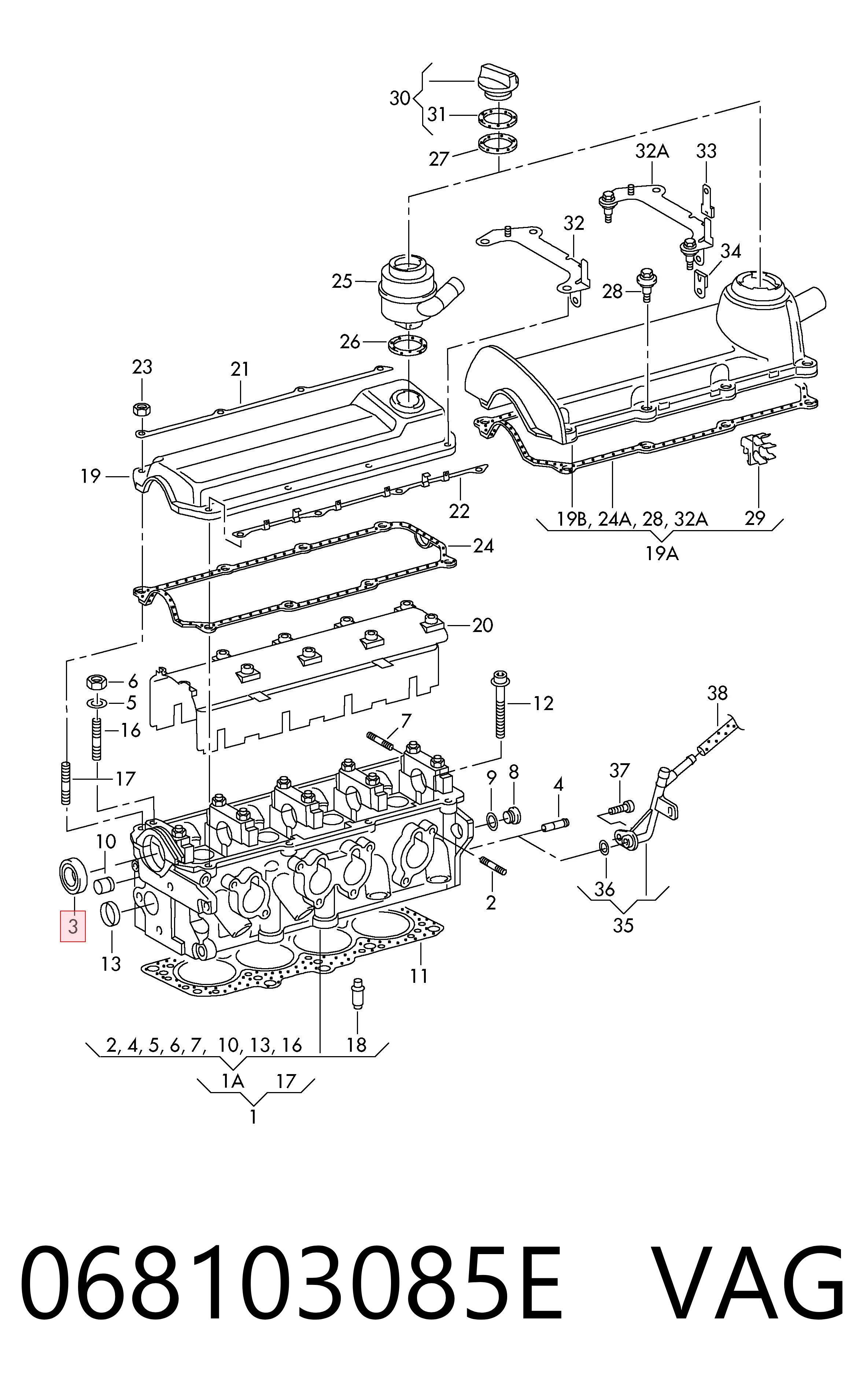 Comprar 068103085E VAG Retén delantero del árbol de levas