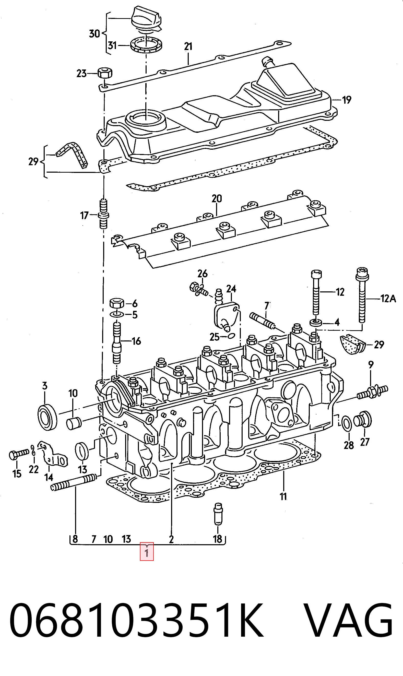 Culata para Volkswagen Golf 19E, 1G1