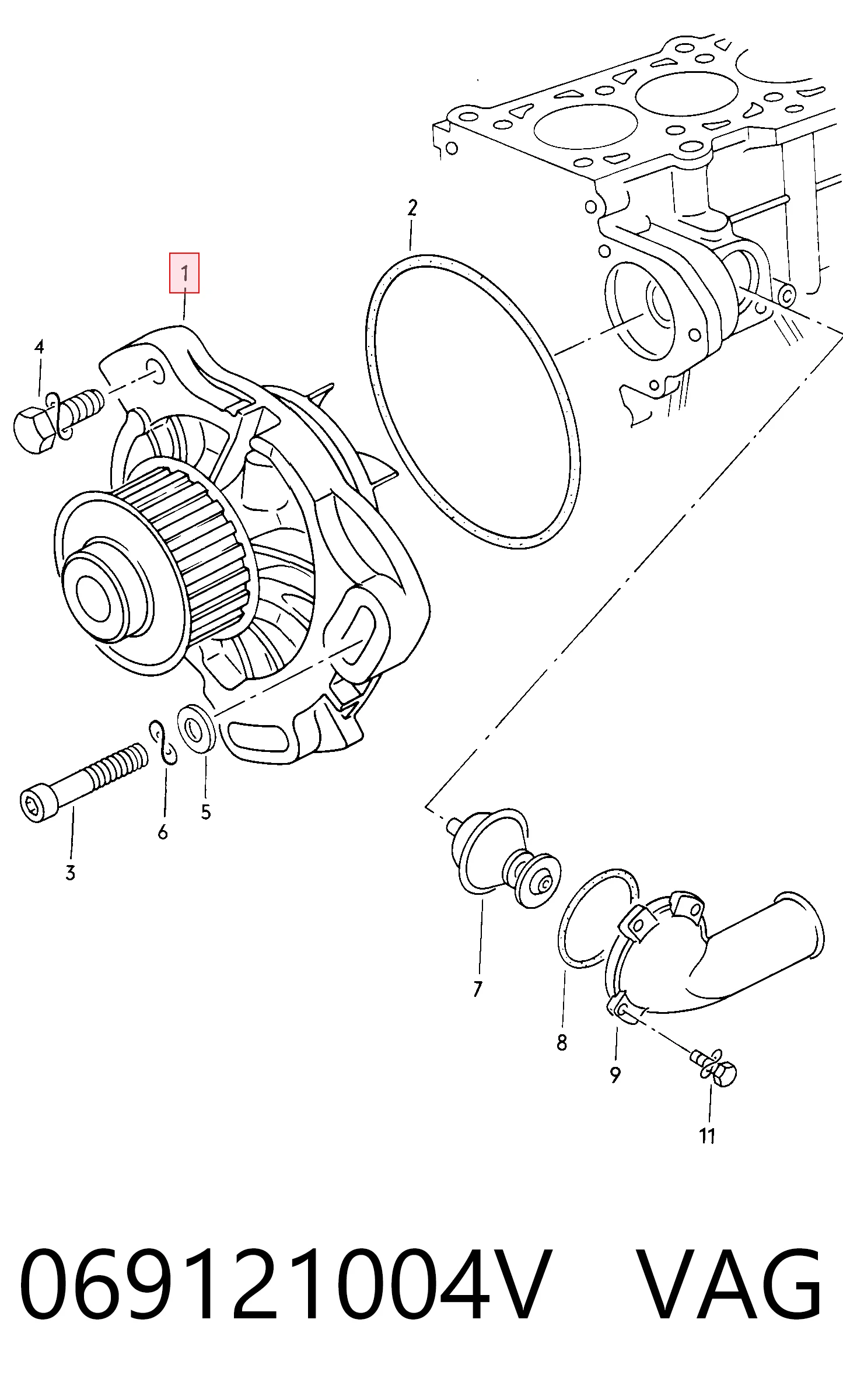 Bomba de agua MPQ1191 Magneti Marelli