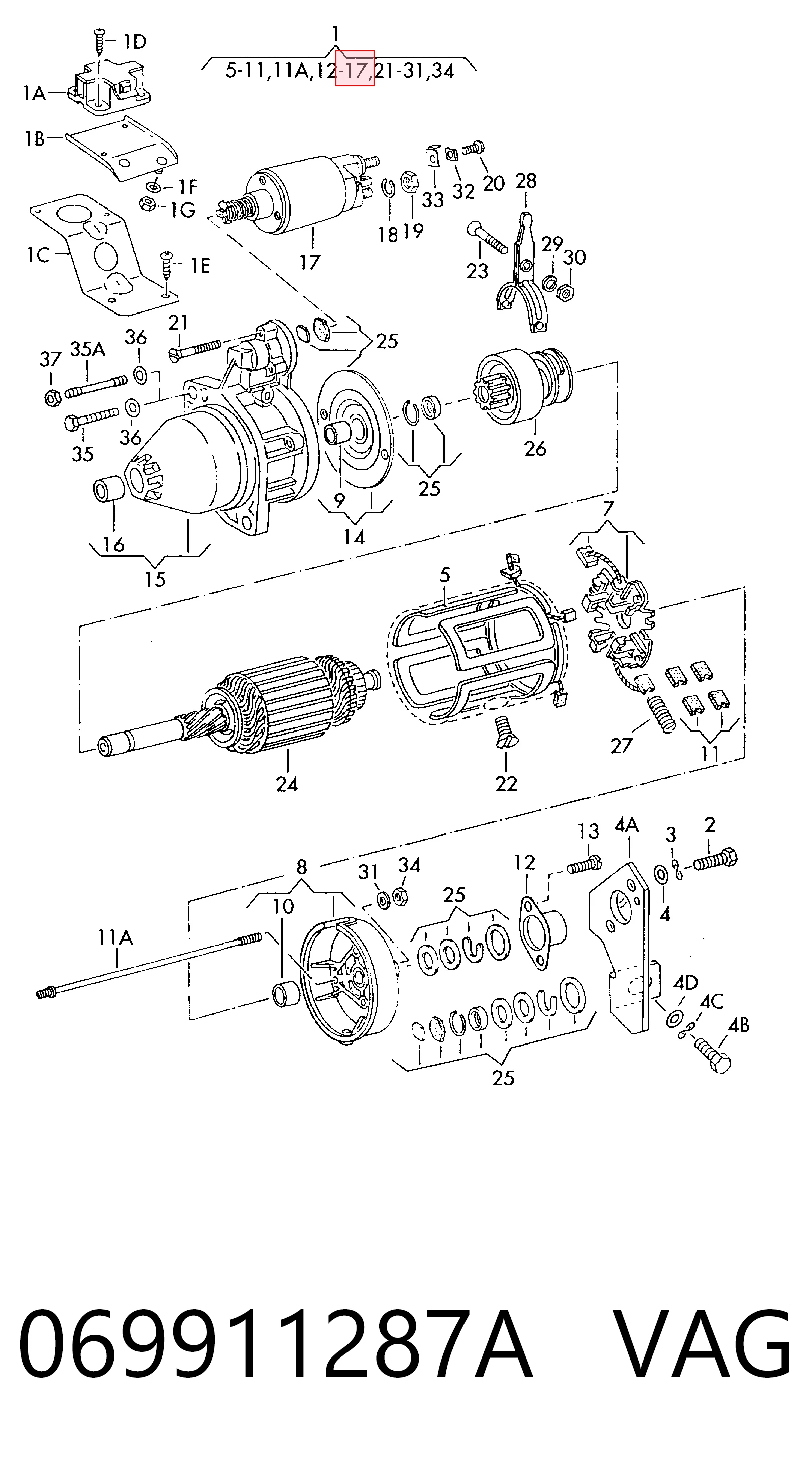 Solenoide de arranque para Volkswagen Golf 1K1