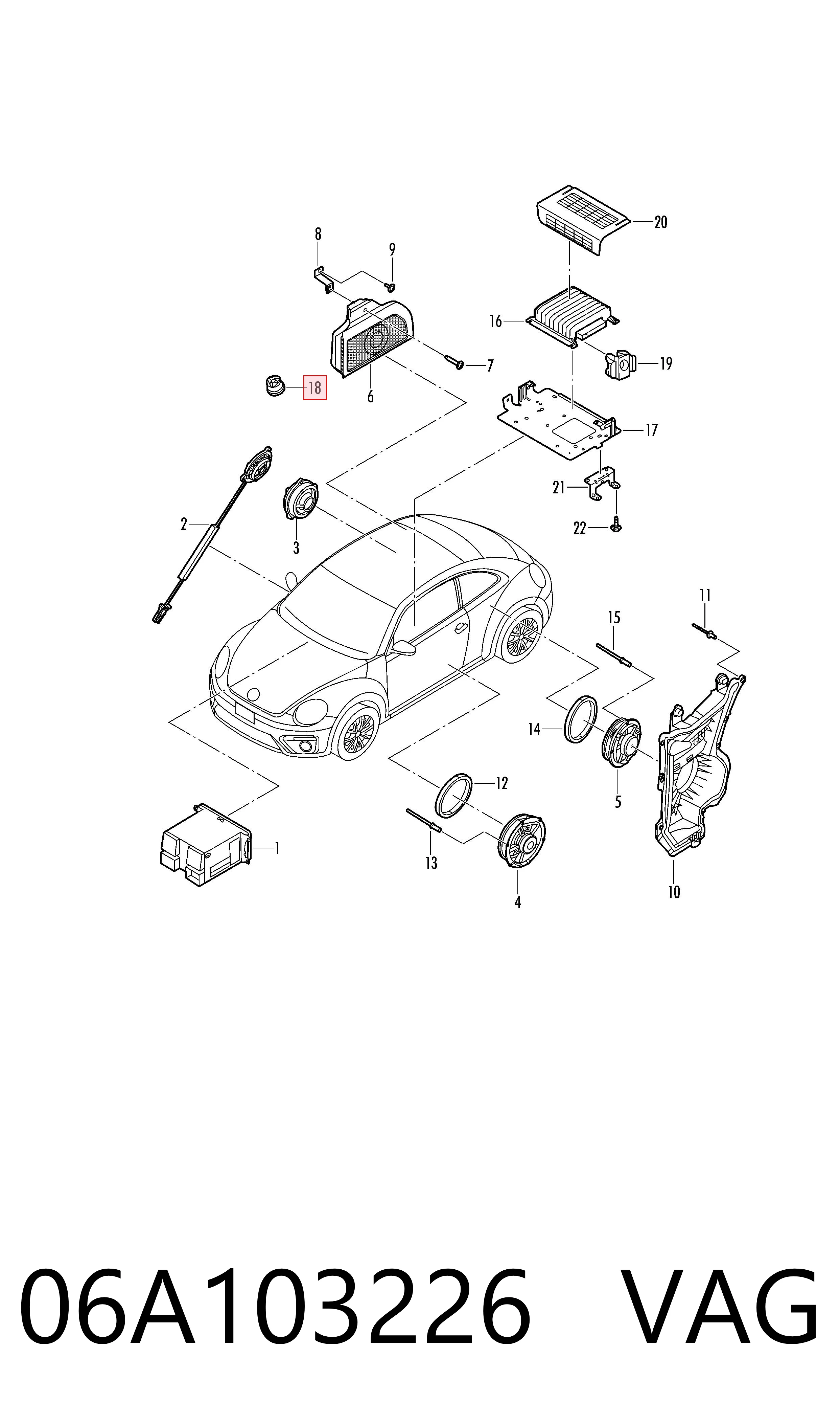 06A103226 VAG Cojín de la tapa decorativa del motor