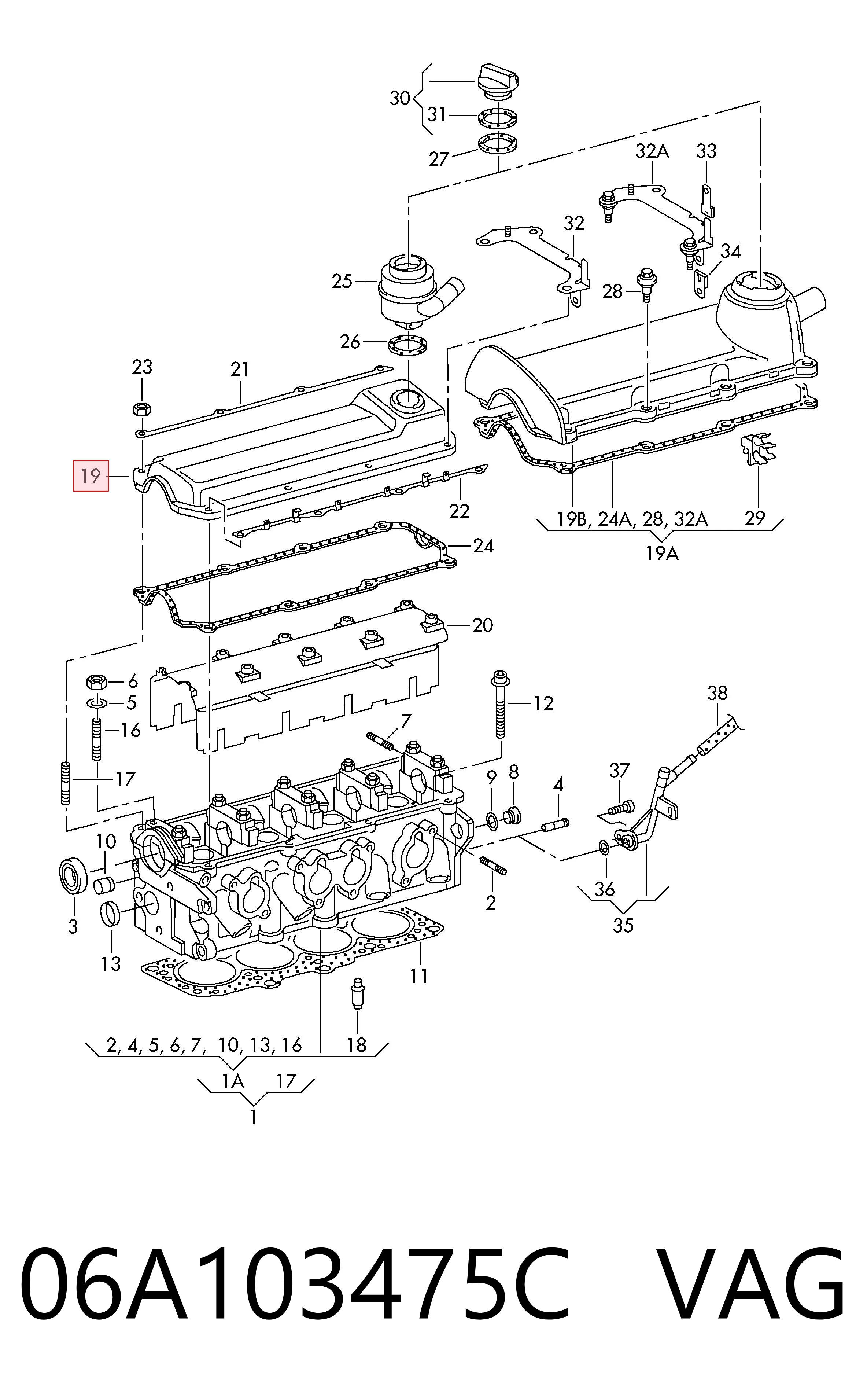 Comprar 06A103475C VAG Tapa de balancines