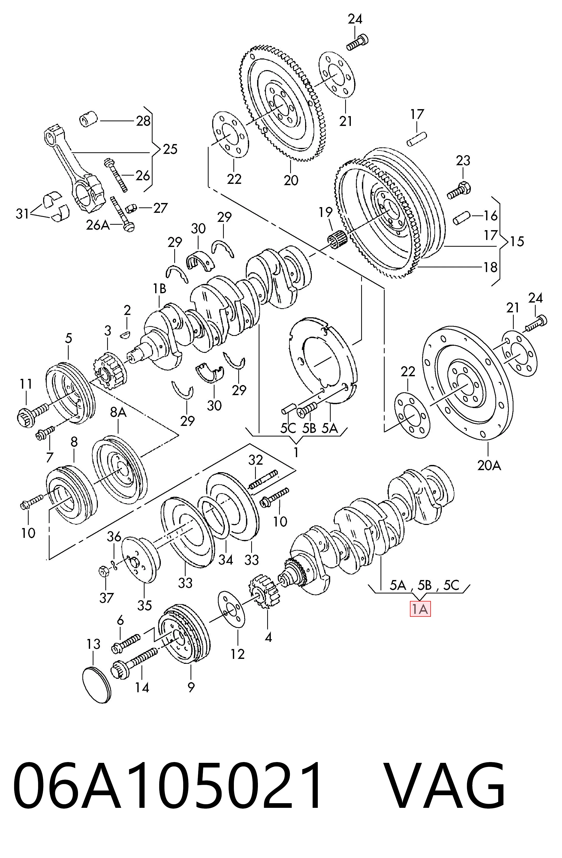 Cigüeñal 06A105021 VAG