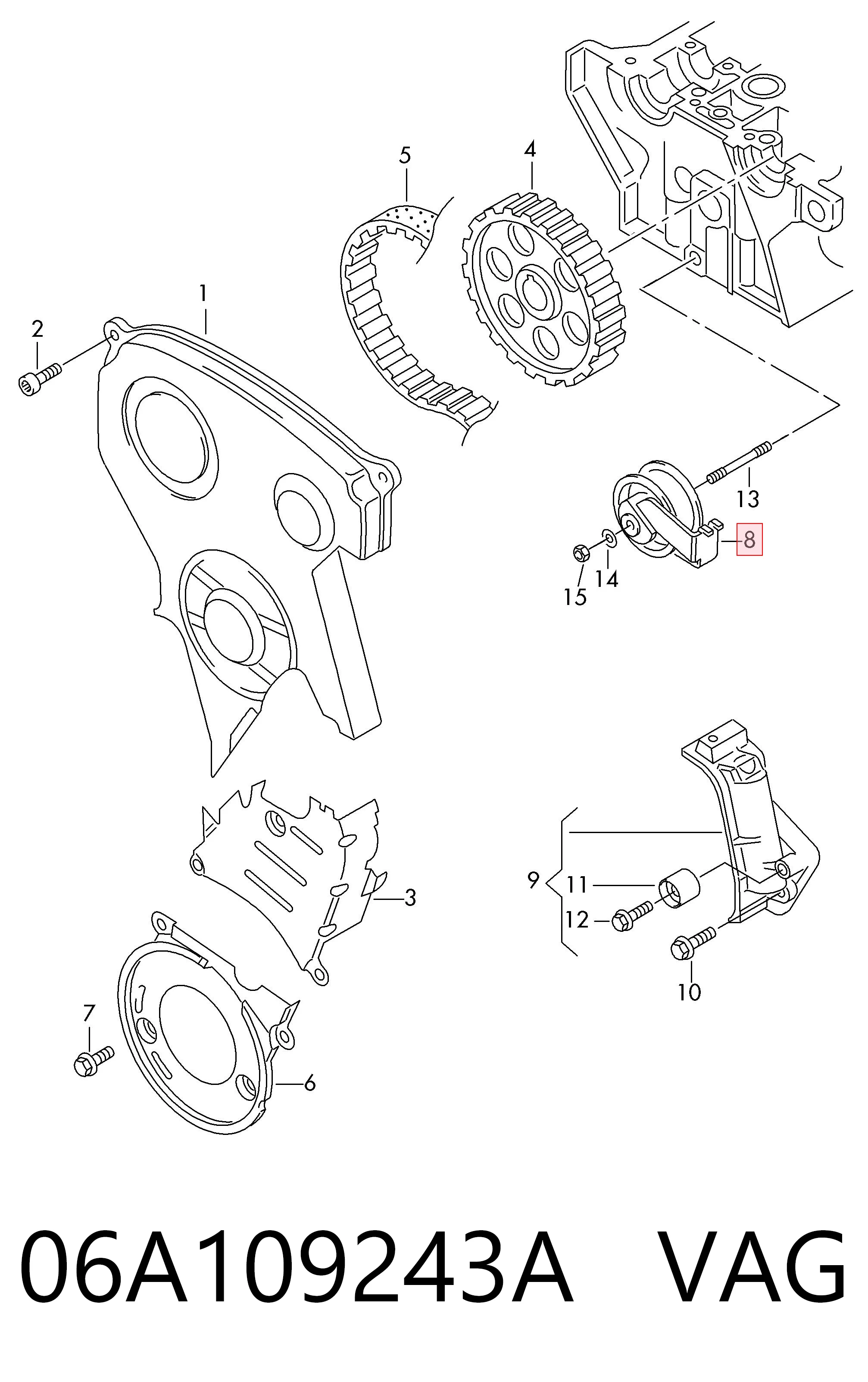 06A109243A VAG Rodillo de cadena
