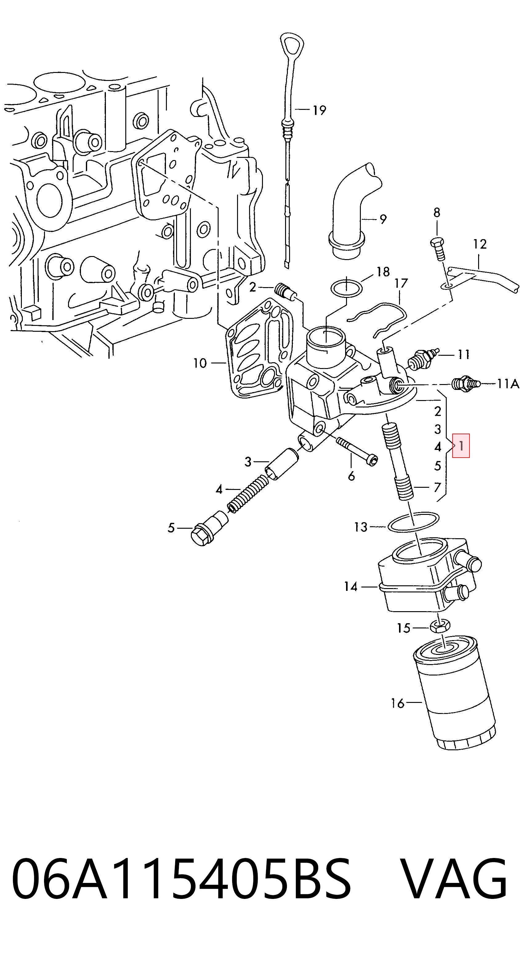 06A115405BS VAG Soporte del filtro de aceite