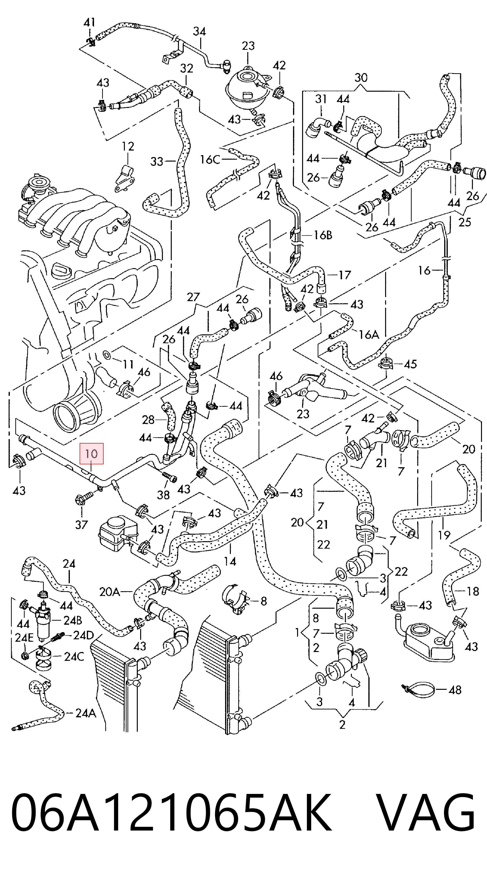 06A121065AK VAG Manguera de refrigeración