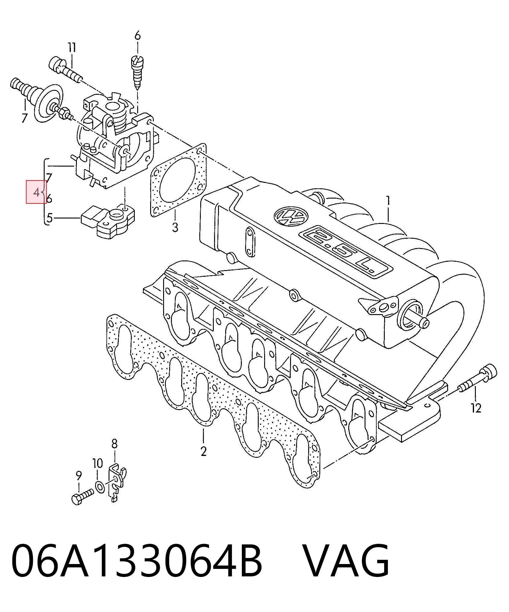 Cuerpo de mariposa para Volkswagen Transporter 70A, 70H, 7DA, 7DH