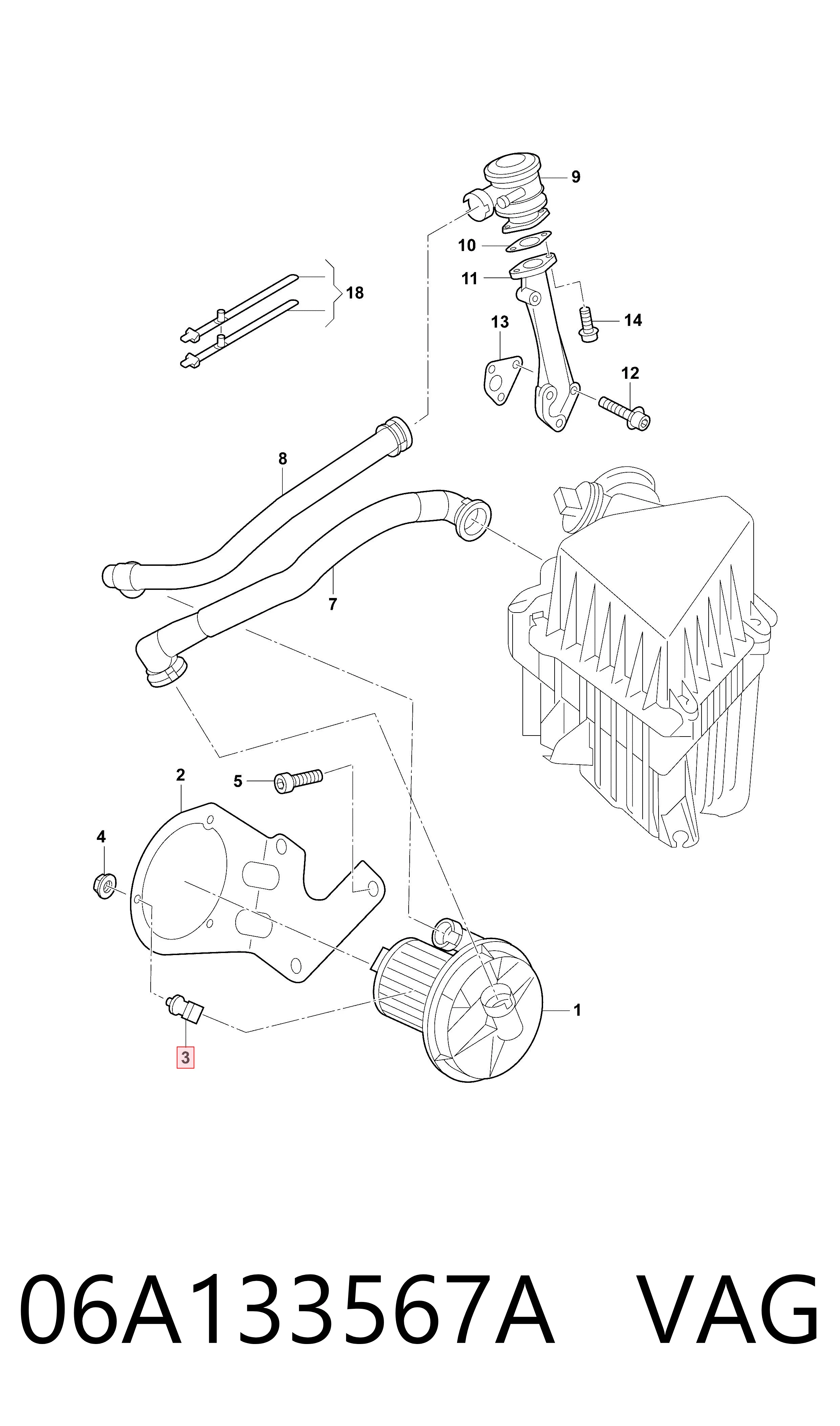 06A133567A VAG Soporte de la bomba de aire
