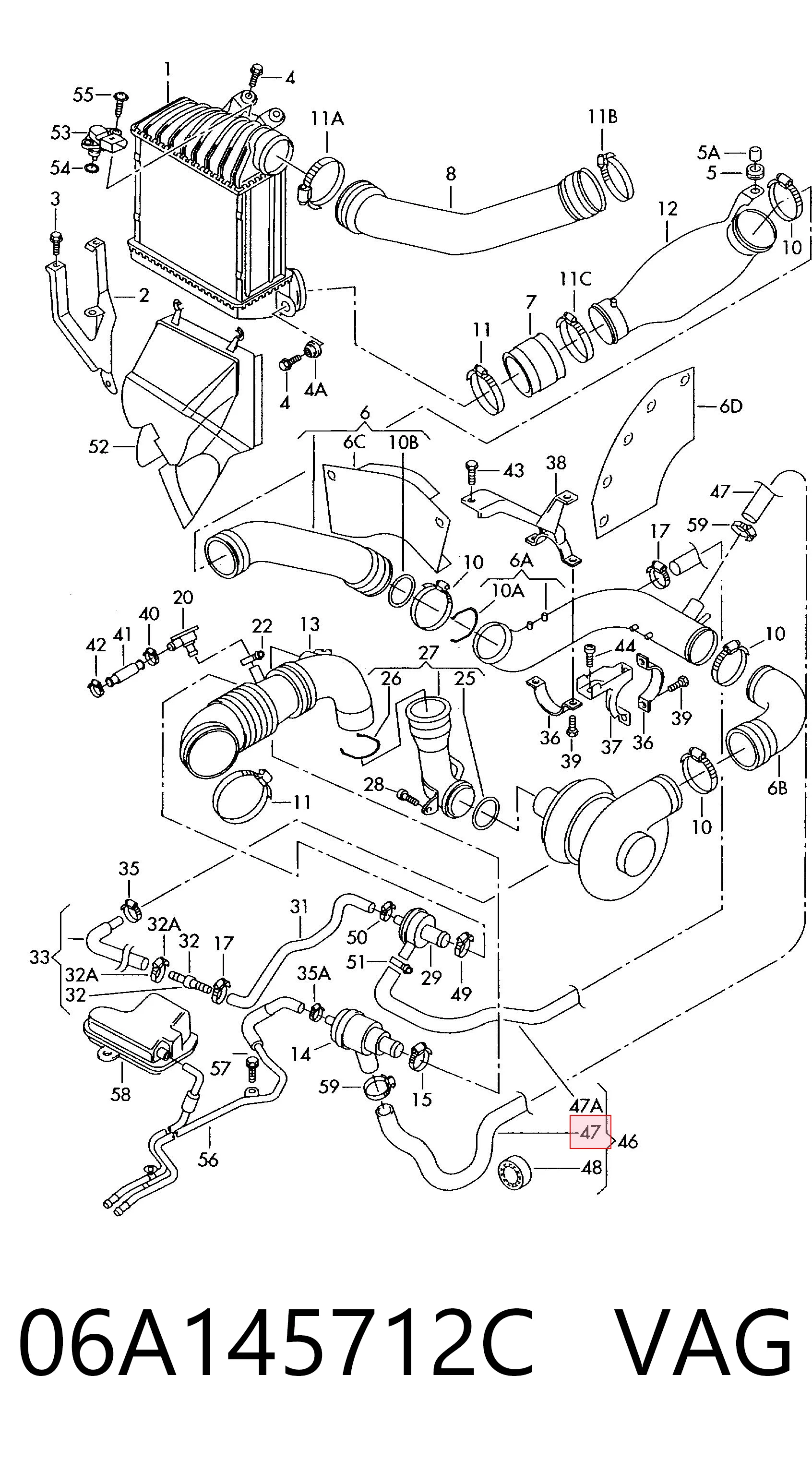 06A145712C VAG Tubo de control de la turbina