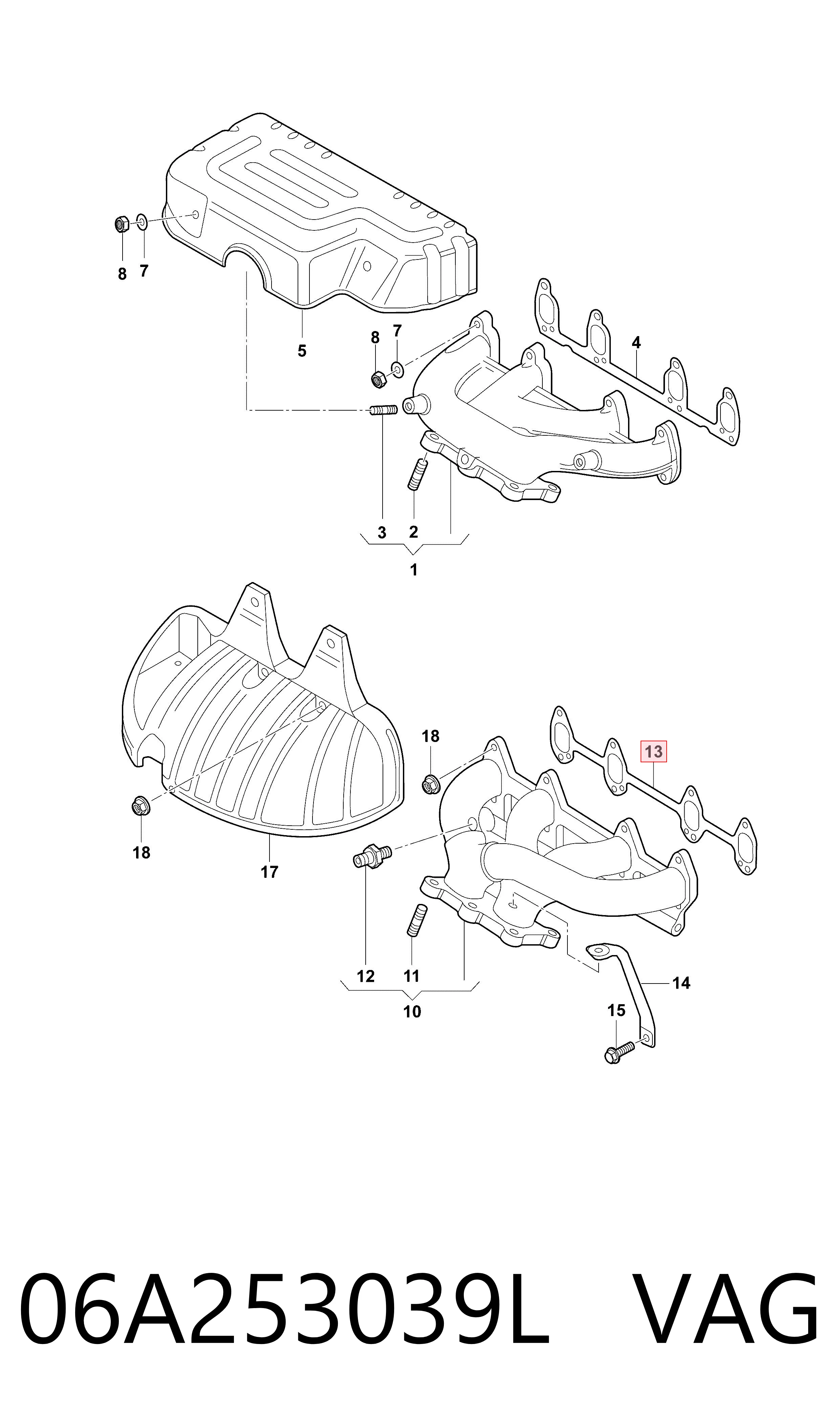 06A253039L VAG Junta colector joint