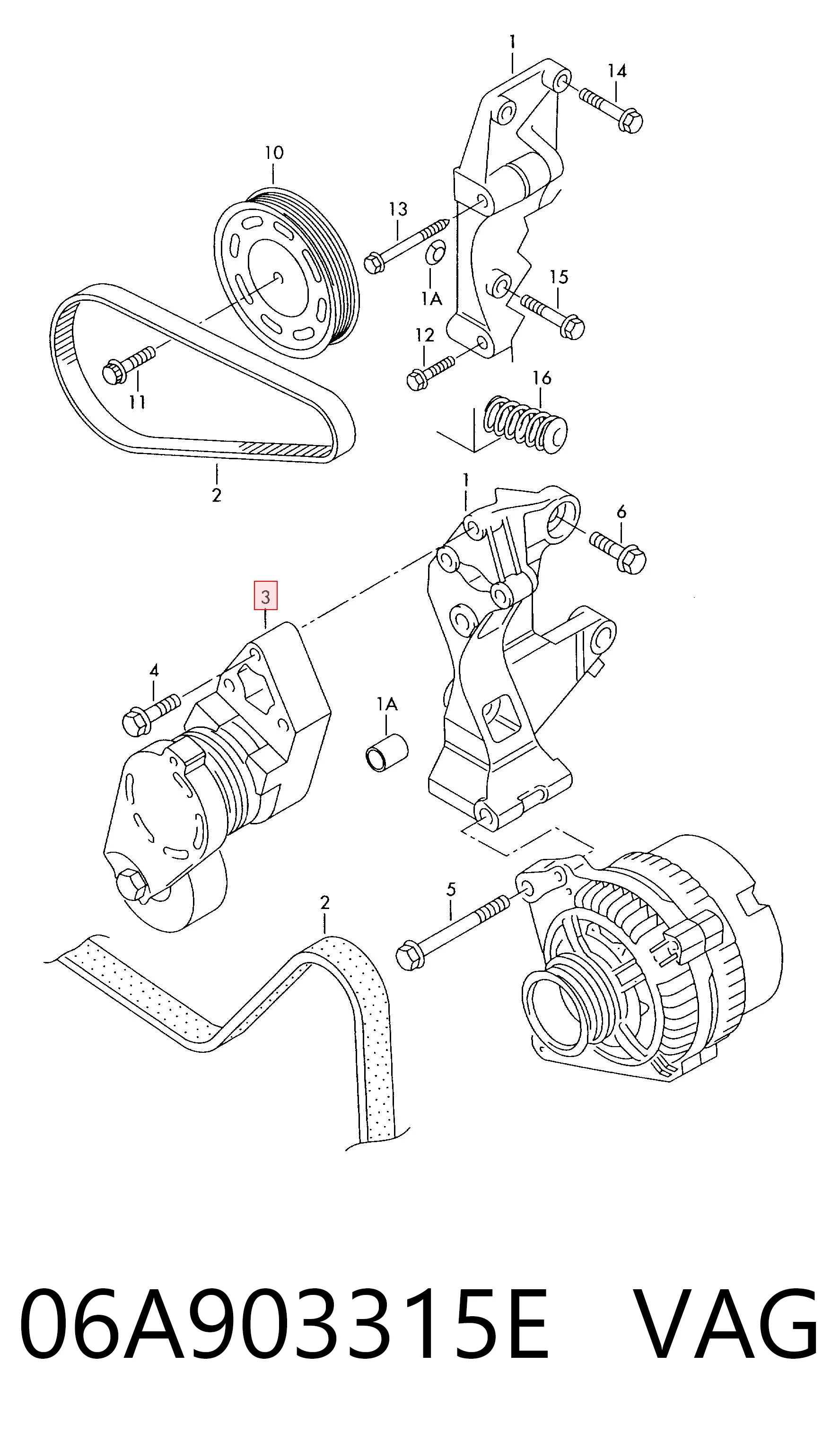 06A903315E VAG Tensor de correa de alternador