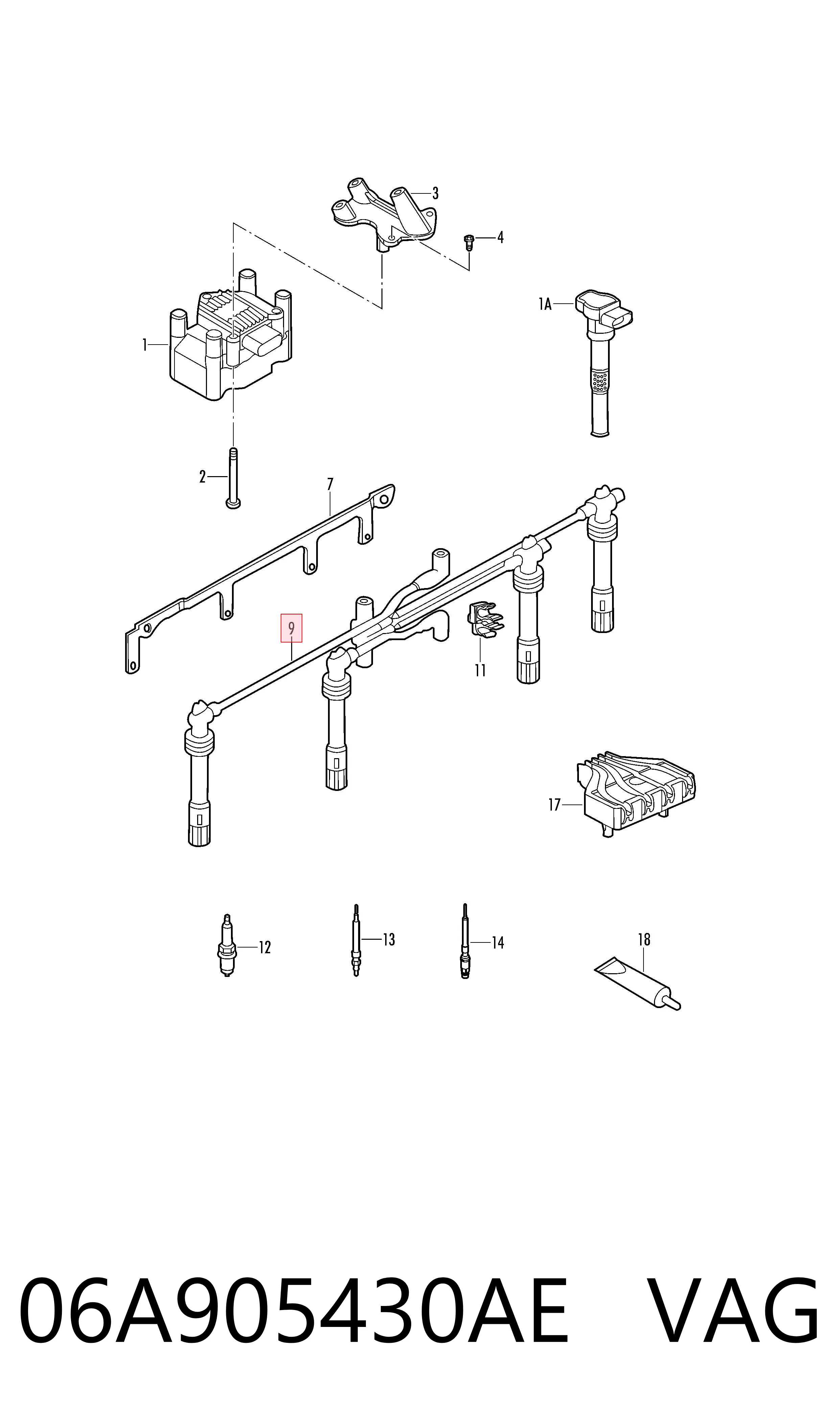 06A905430AE VAG Cables de alta tensión, juego
