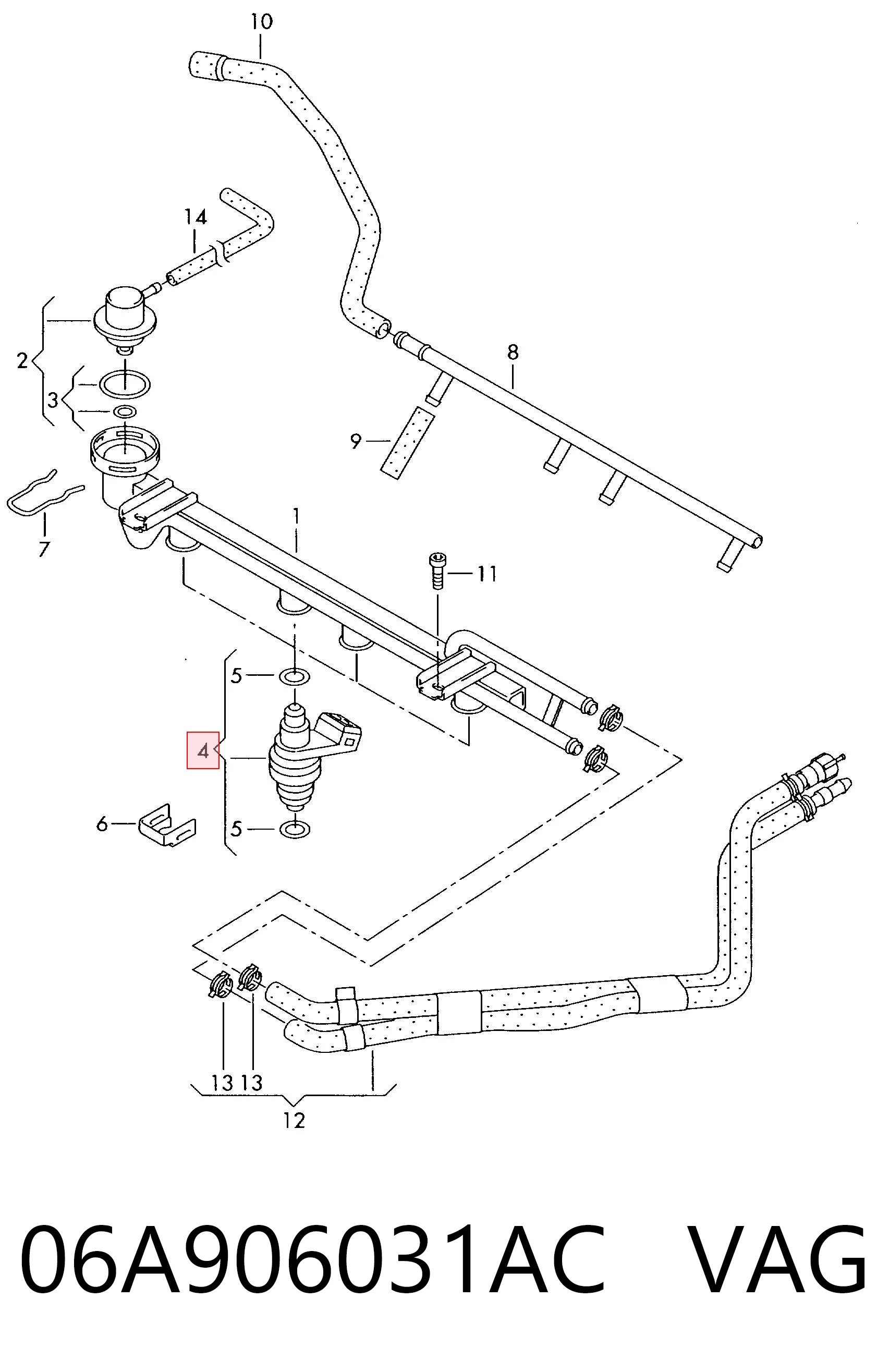 06A906031AC VAG Inyector de combustible