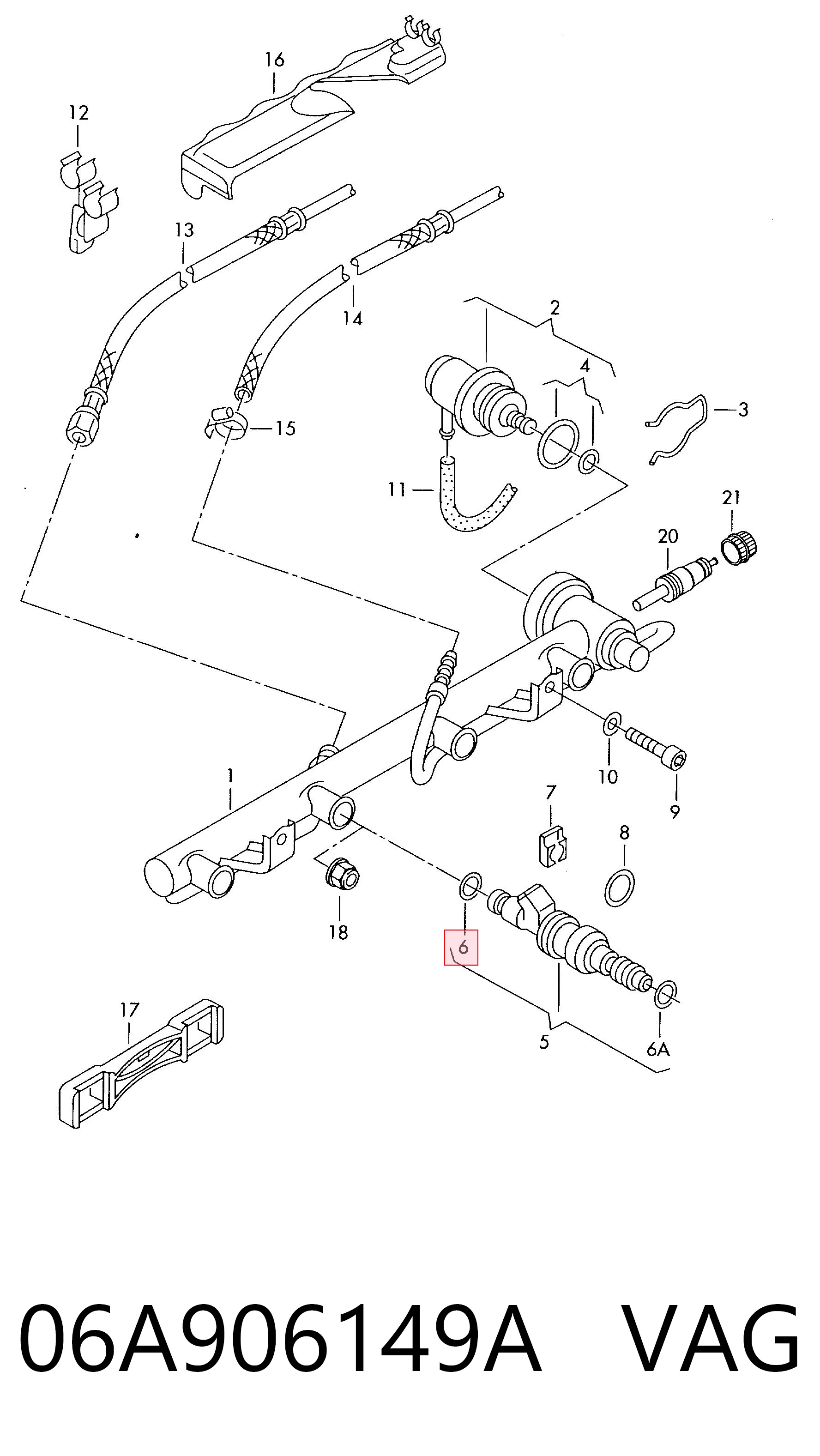 06A906149A VAG Arandela de asiento del inyector
