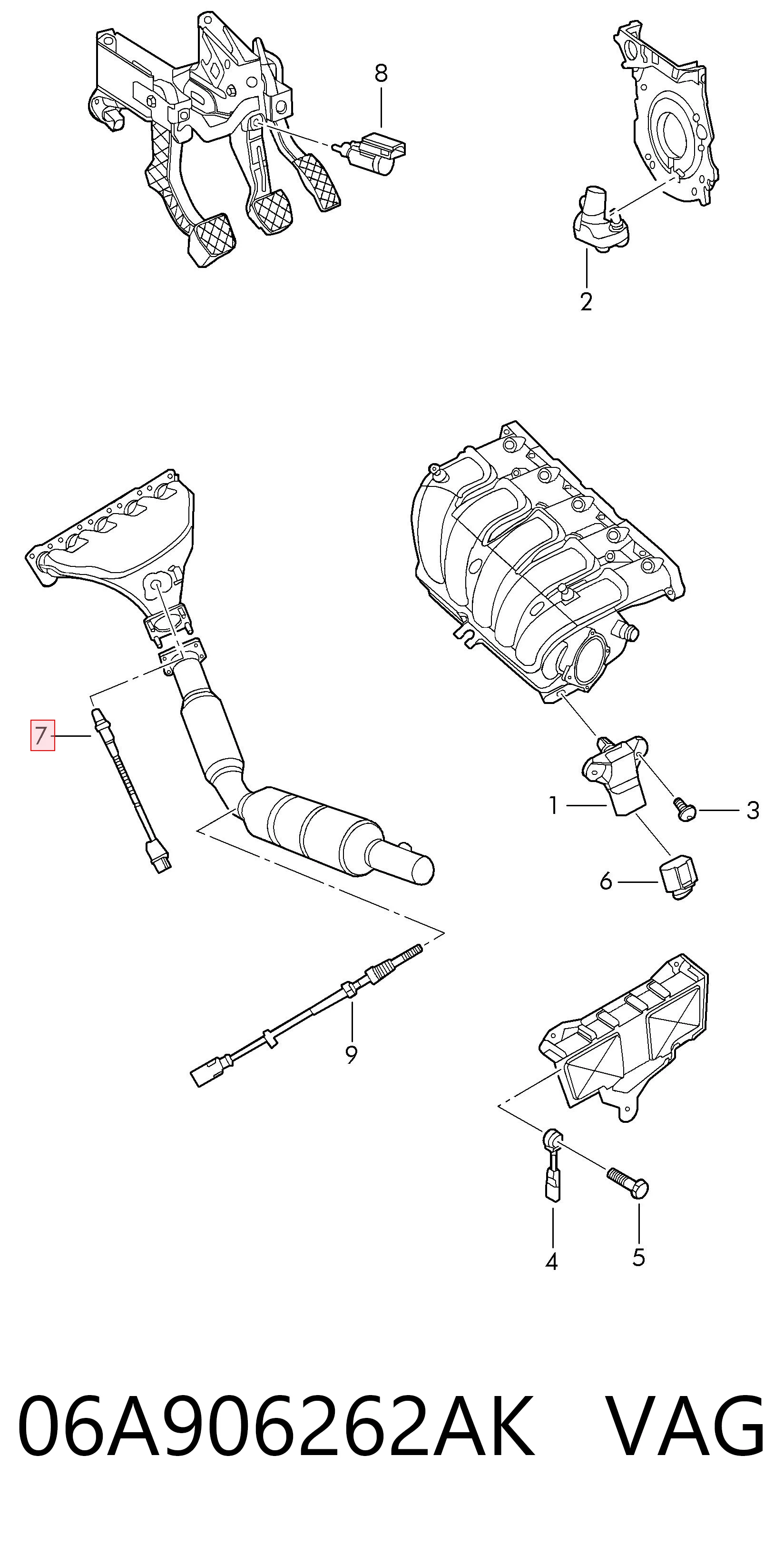 Sonda lambda de oxígeno posterior al catalizador 06A906262AK VAG