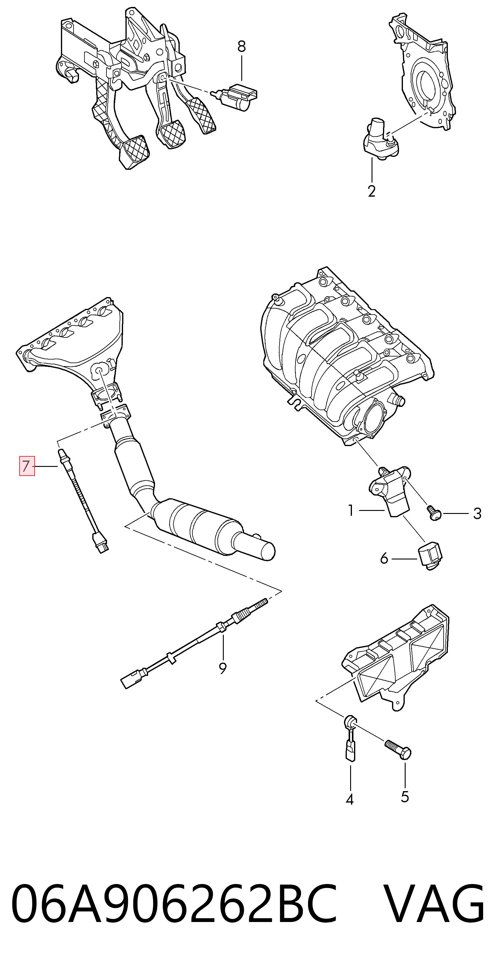 06A906262BC VAG Sensor de oxígeno previo al catalizador