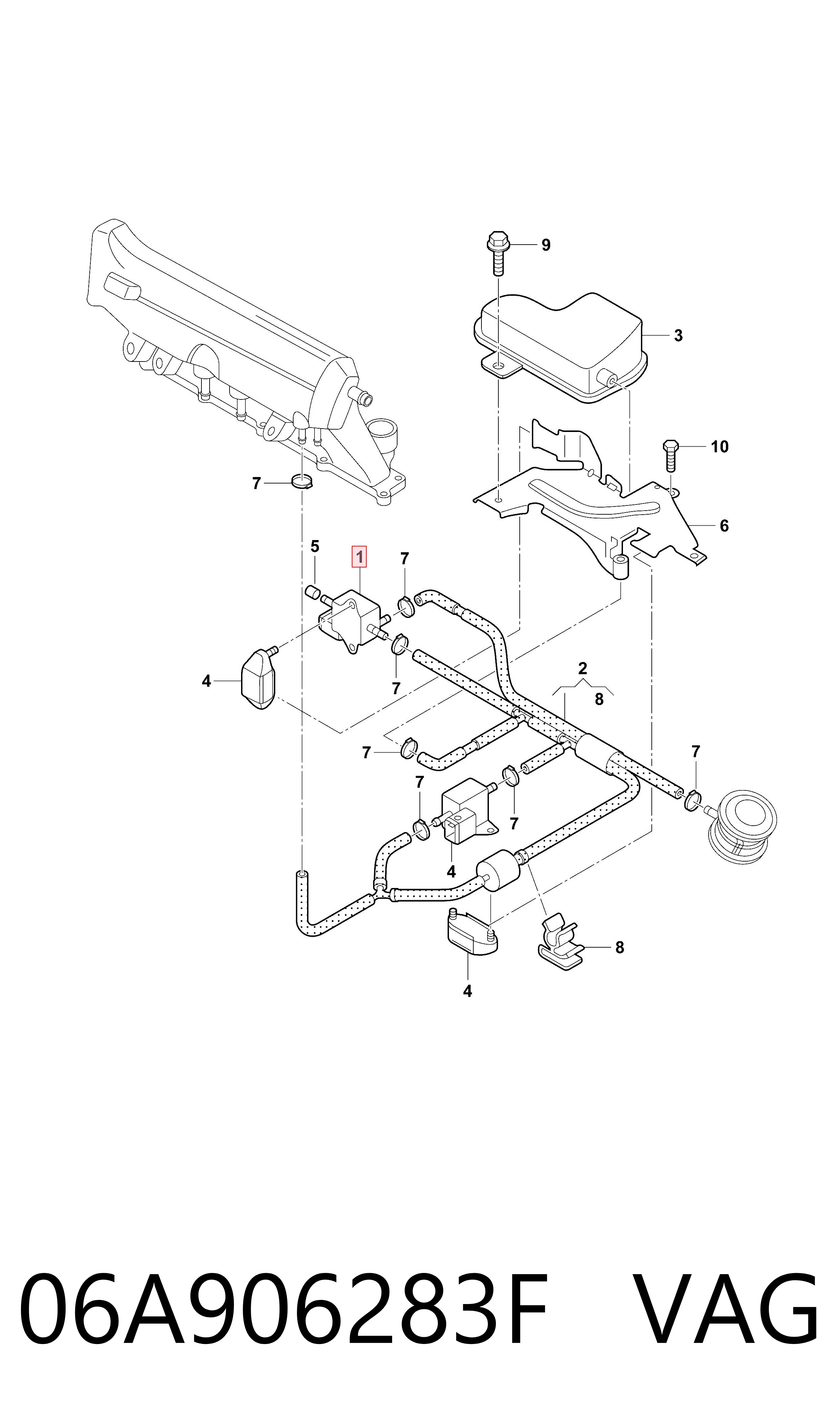 06A906283F VAG Válvula solenoide de control de presión de sobrealimentación
