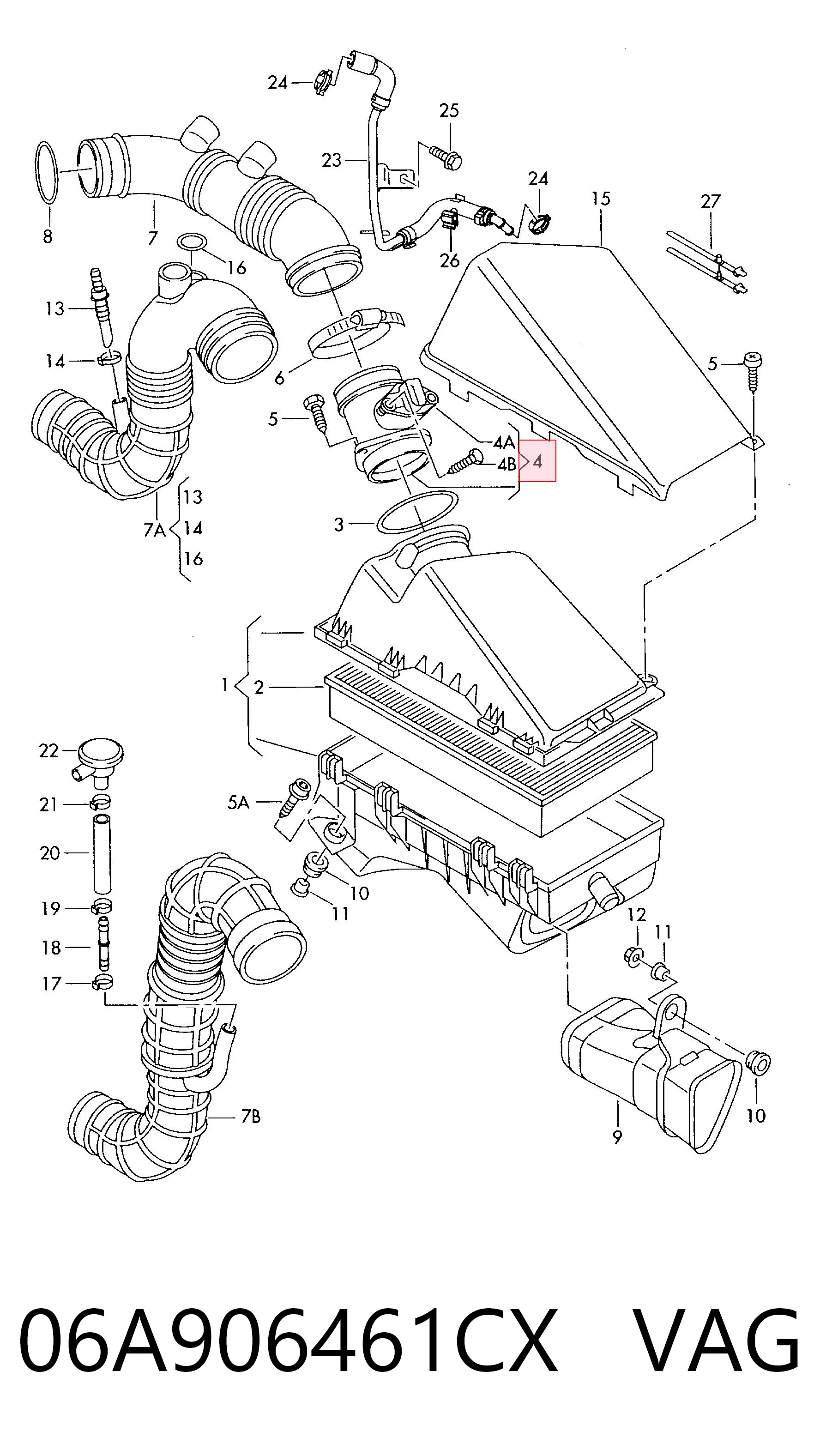 06A906461CX VAG Sensor de flujo de aire
