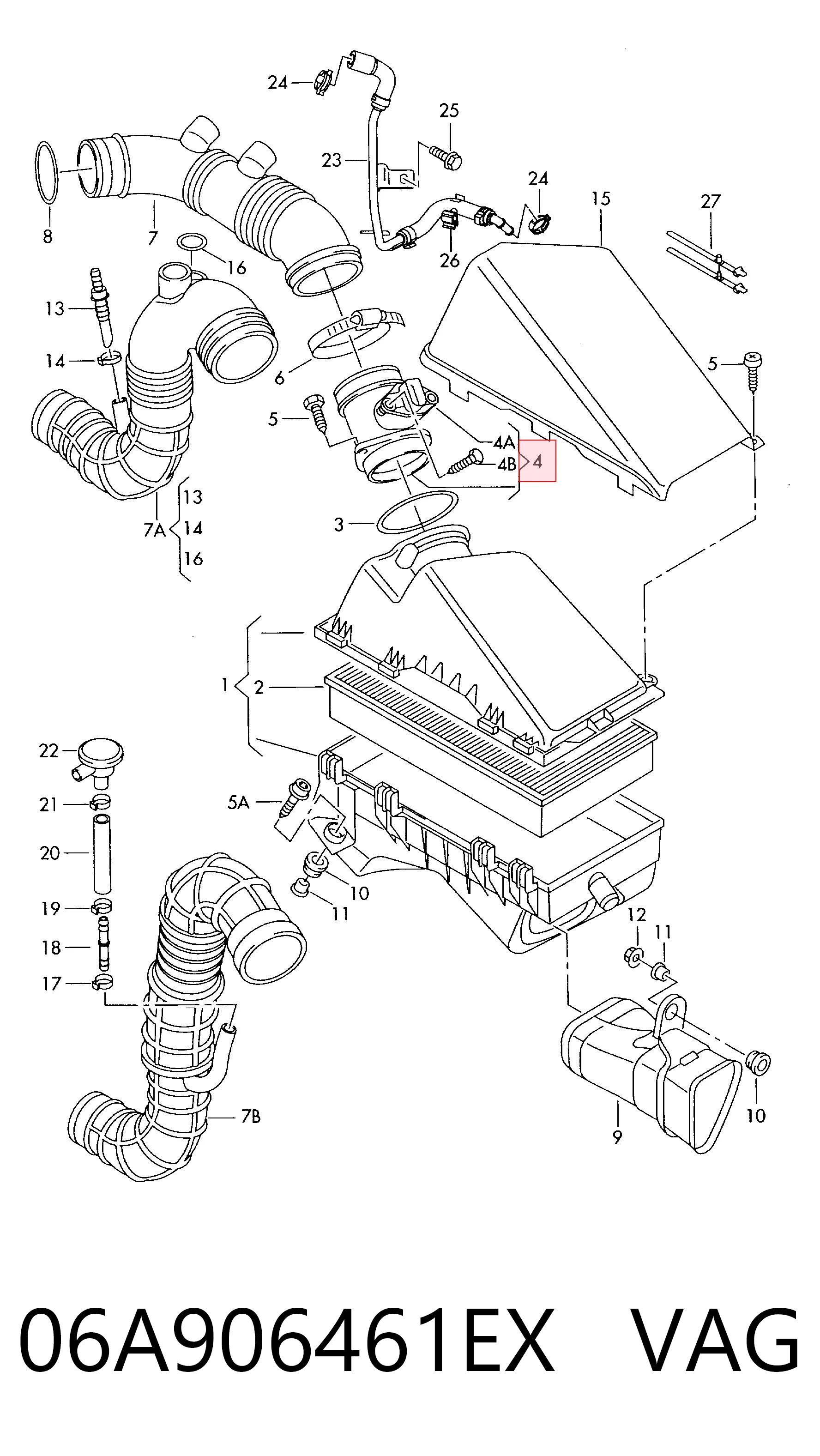 06A906461EX VAG Sensor de flujo de aire