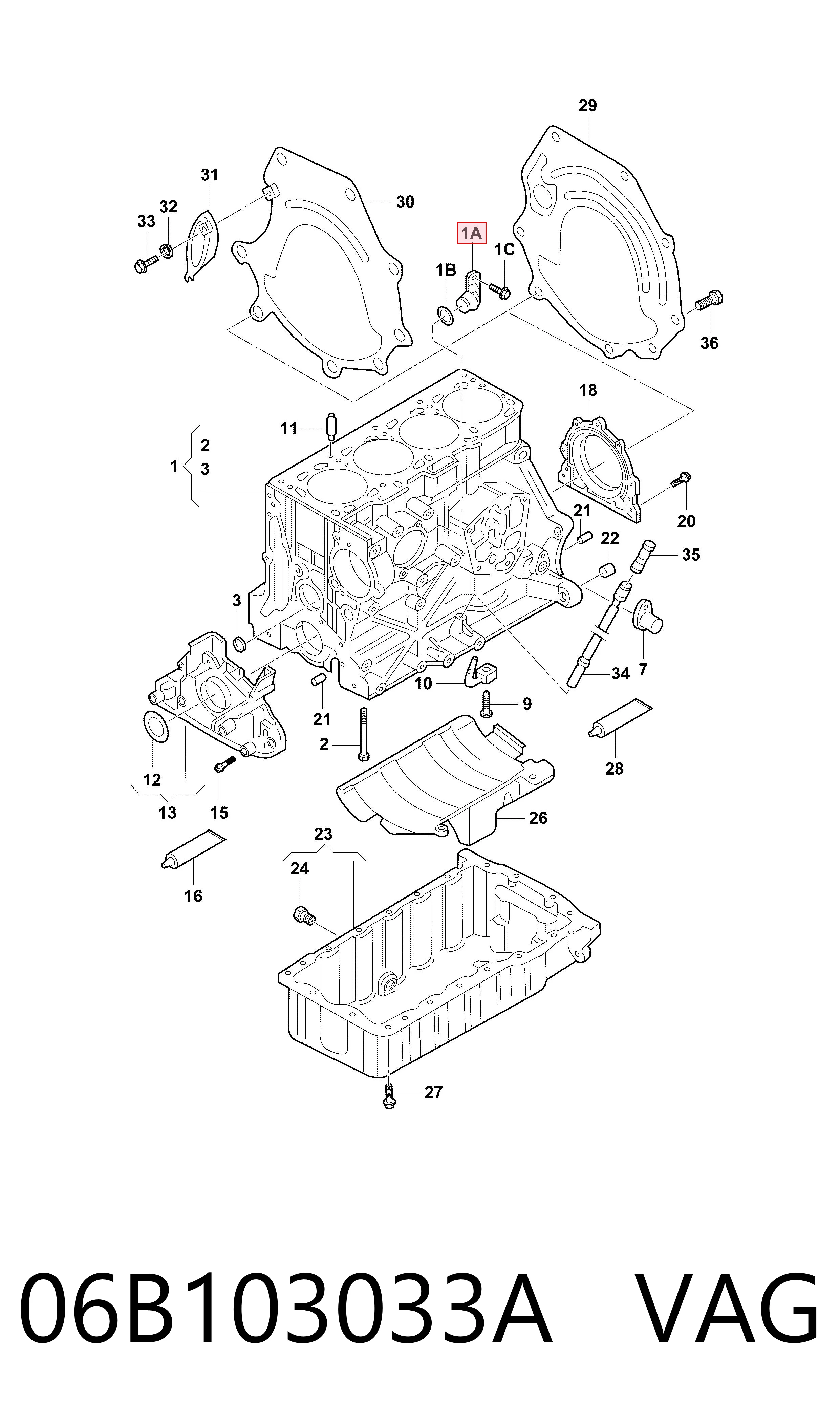 06B103033A VAG Tapa de bloque motor