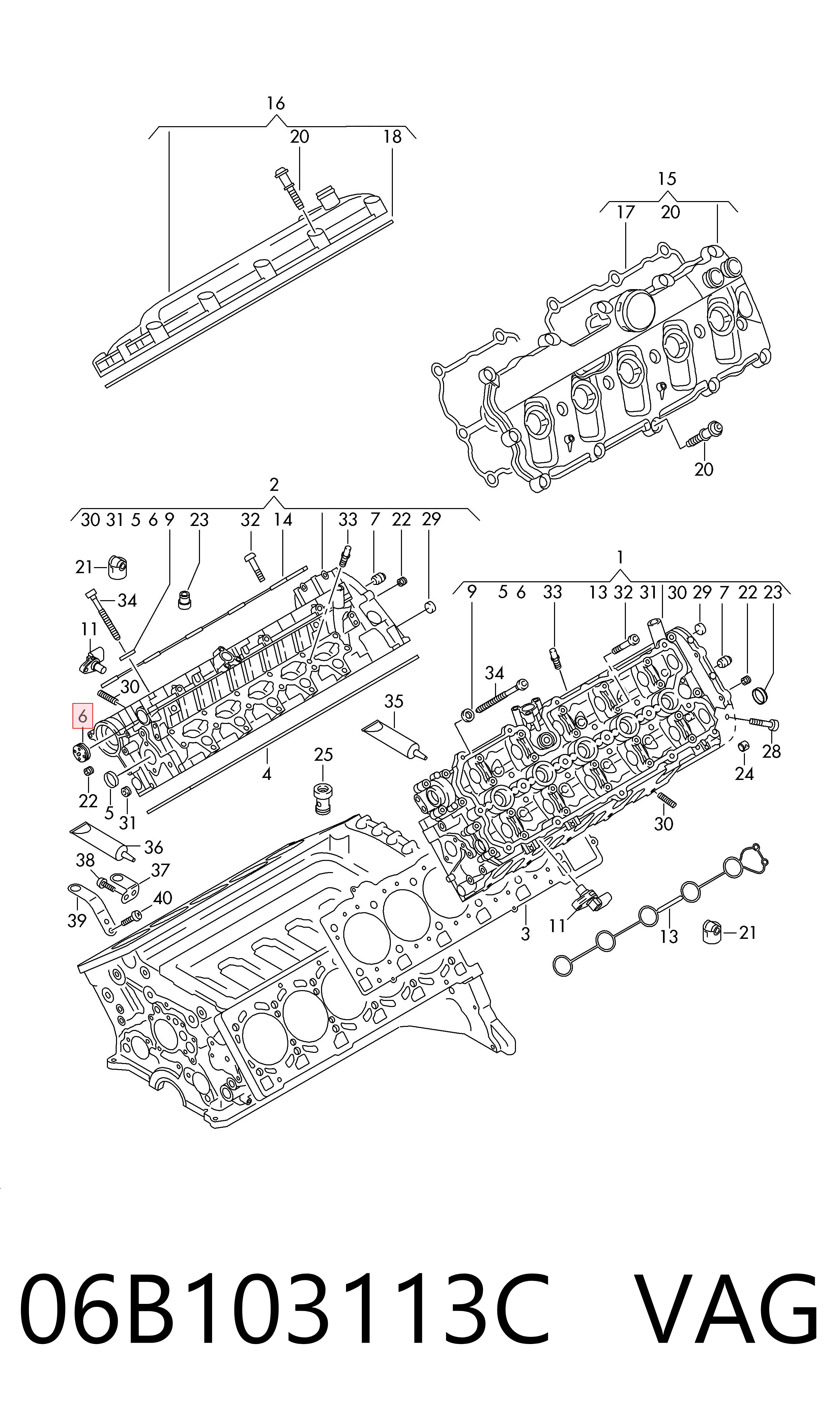 06B103113C VAG Tapa de bloque motor
