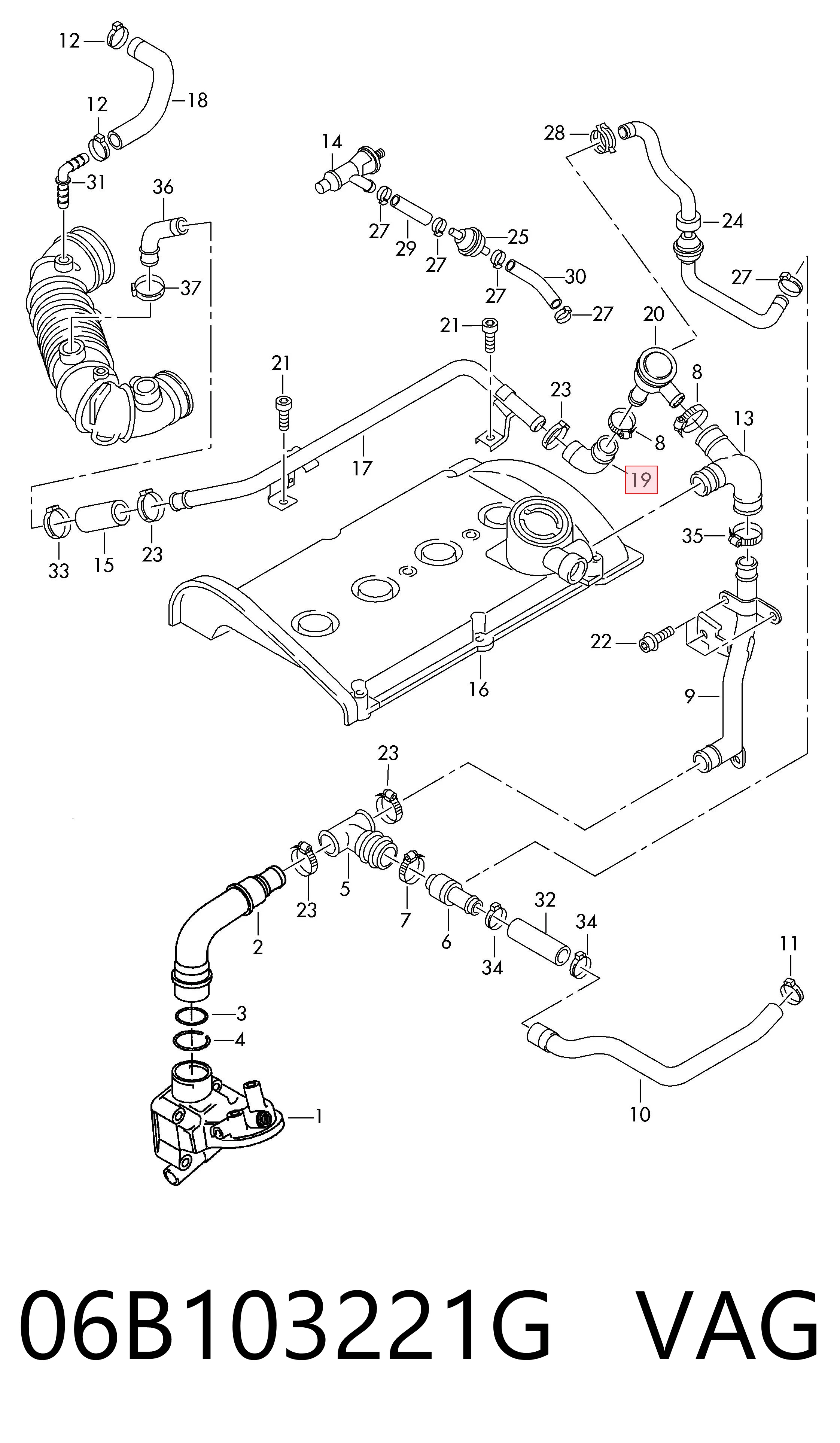 Válvula PCV VAG 06B103221G precio, desde 6,58 EUR