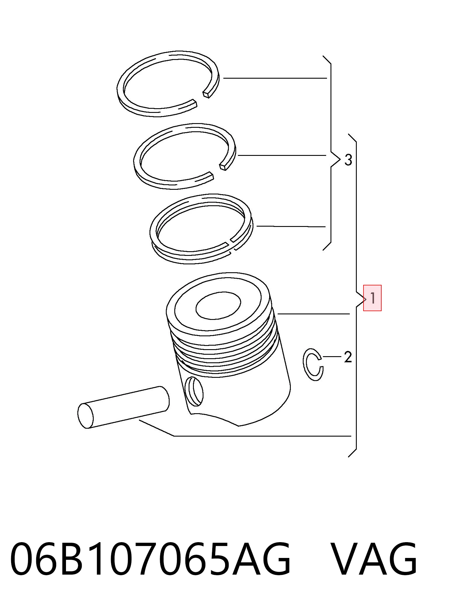 3104327050 Yenmak Pistón completo para 1 cilindro, segunda reparación (+0,50 mm)