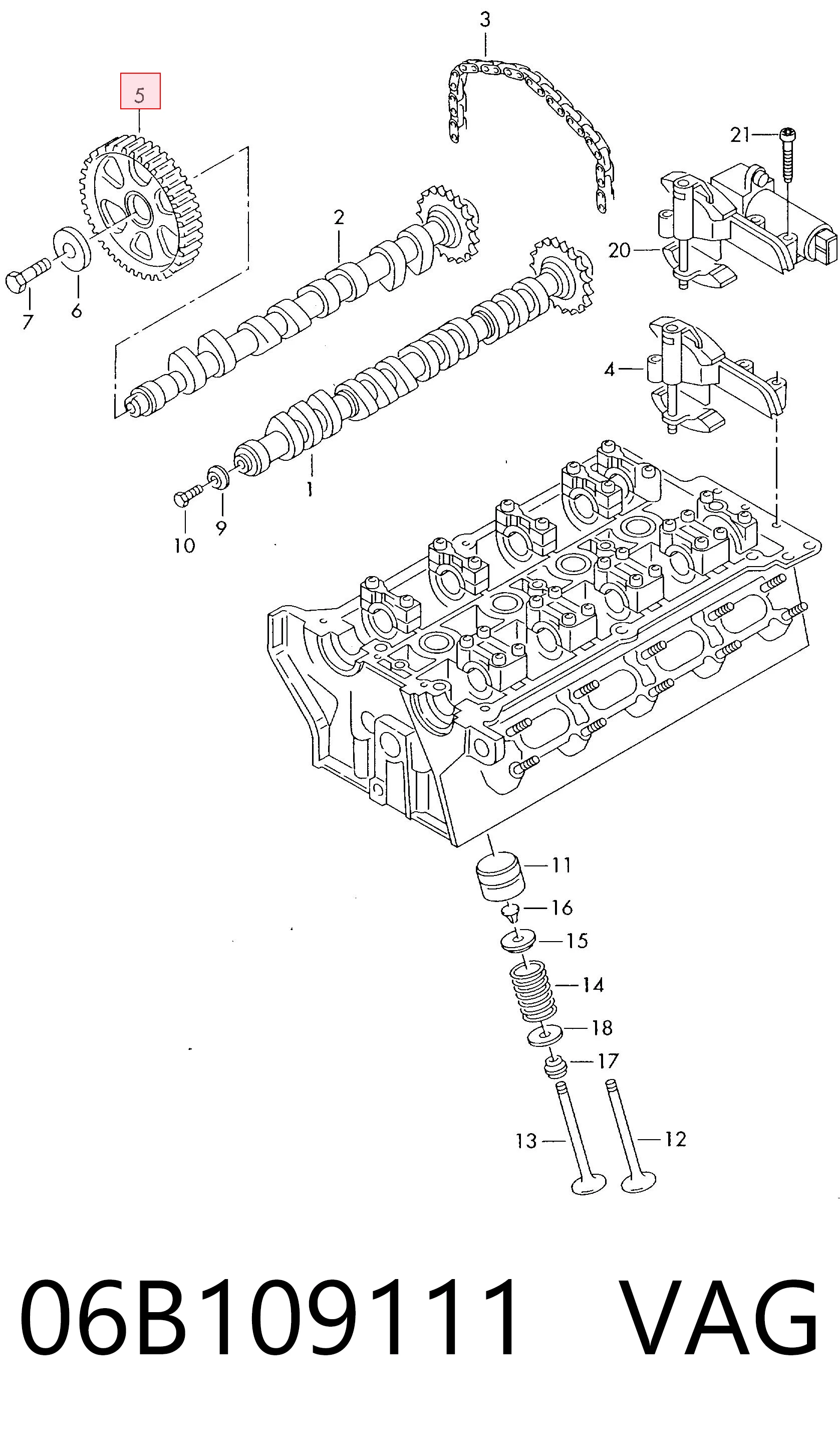 06B109111 VAG Engranaje árbol de levas