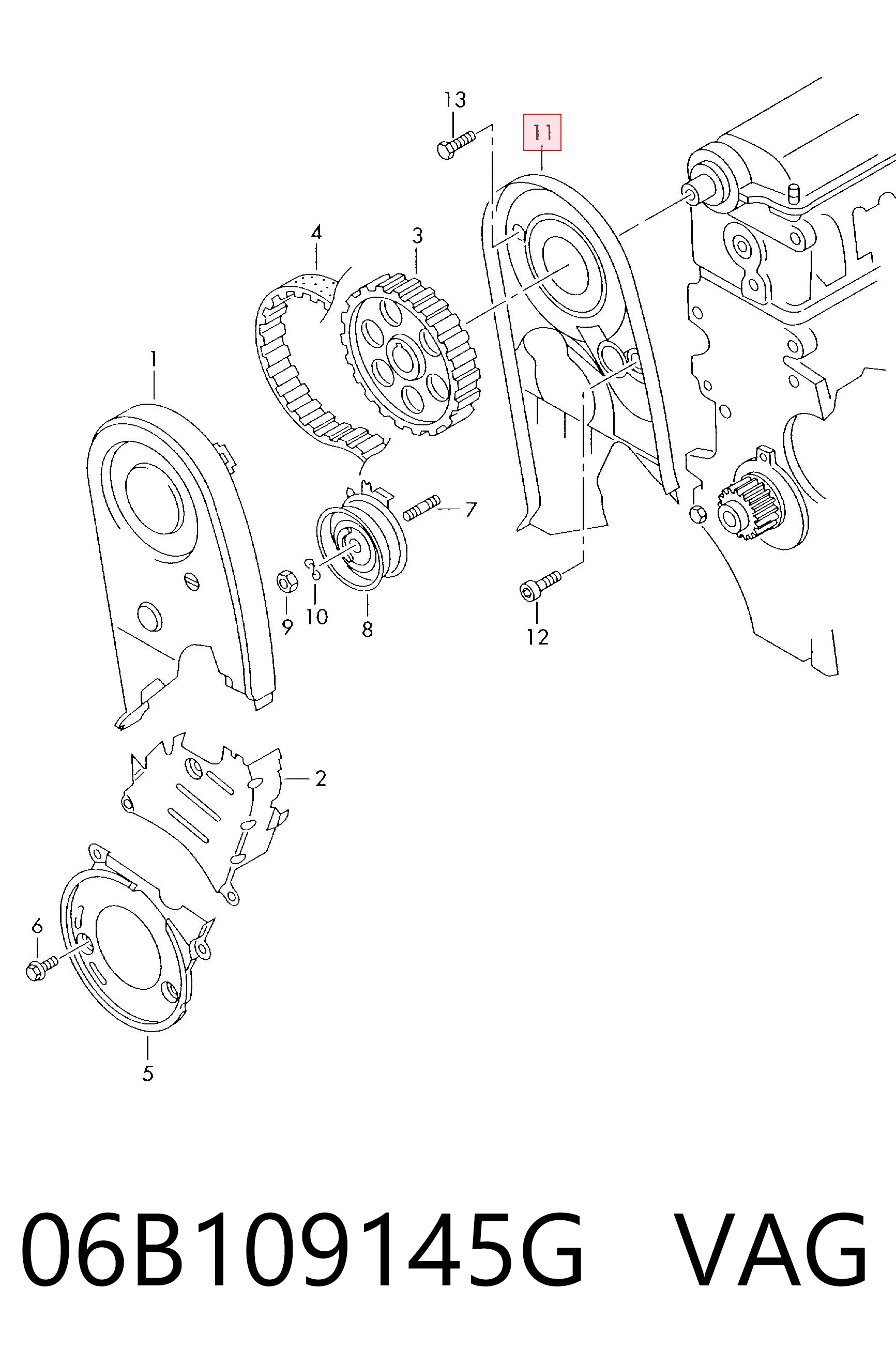 06B109145G VAG Cubierta interior de la correa de distribución
