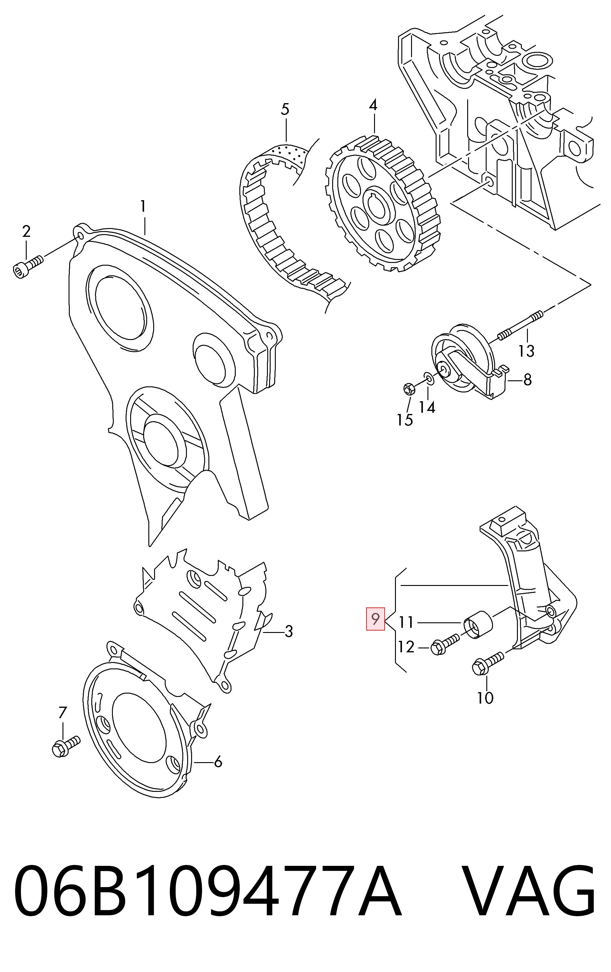 06B109477A VAG Tensor, correa dentada