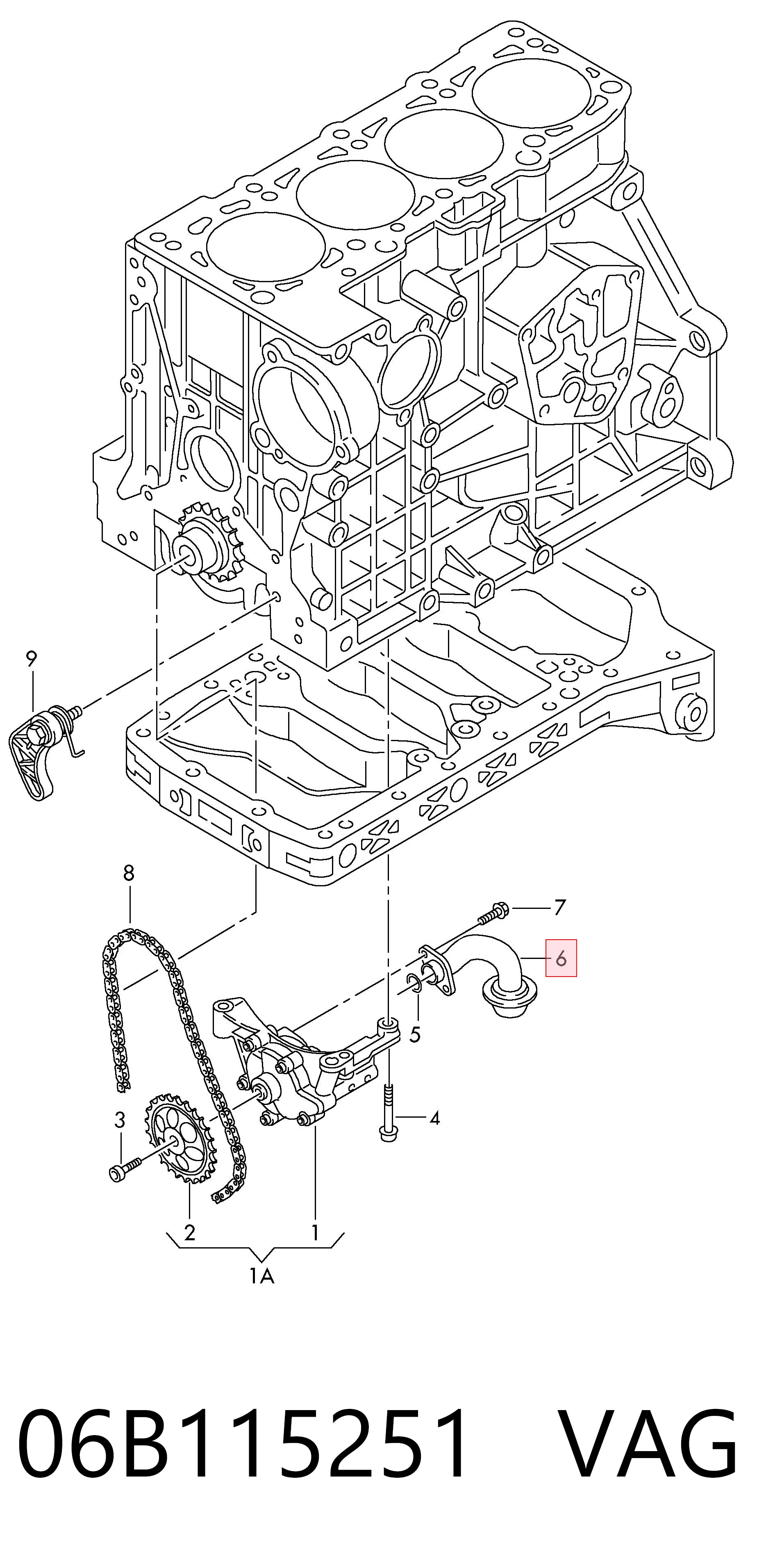 Tubo de aspiración de aceite para Volkswagen Passat B5 3B3