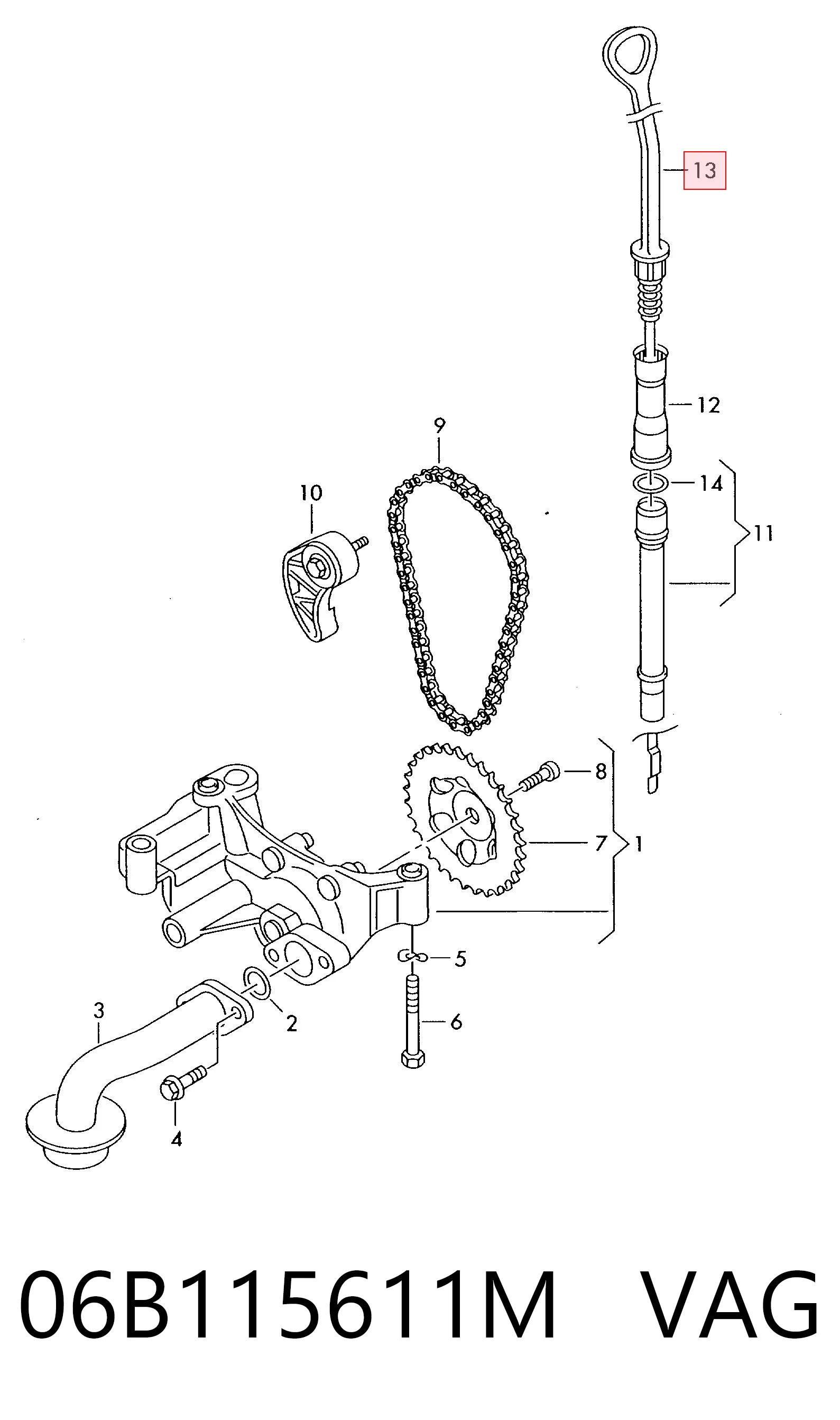 06B115611M VAG Medidor de aceite