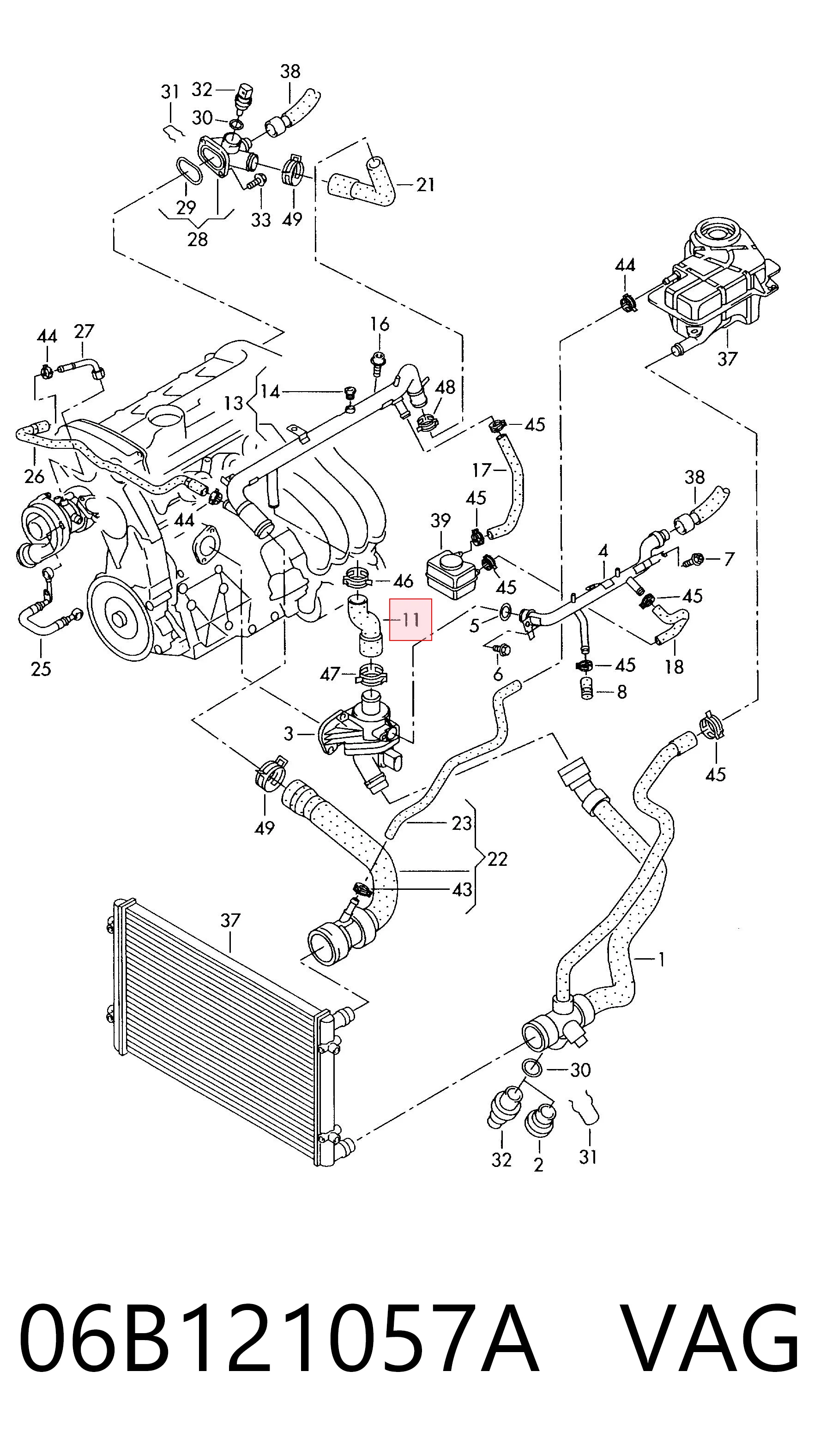 06B121057A VAG Manguera de refrigeración