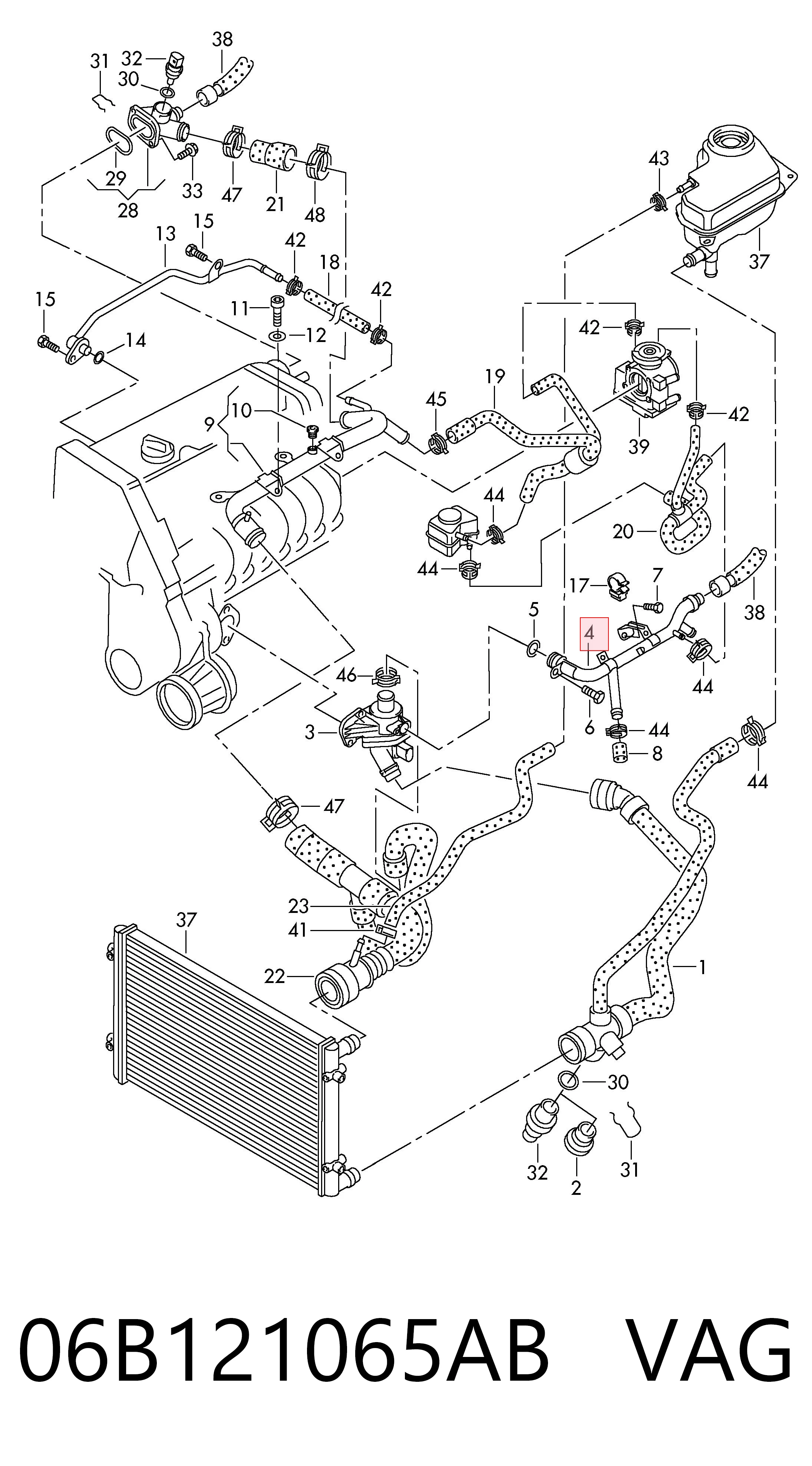 06B121065AB VAG Manguera de refrigeración